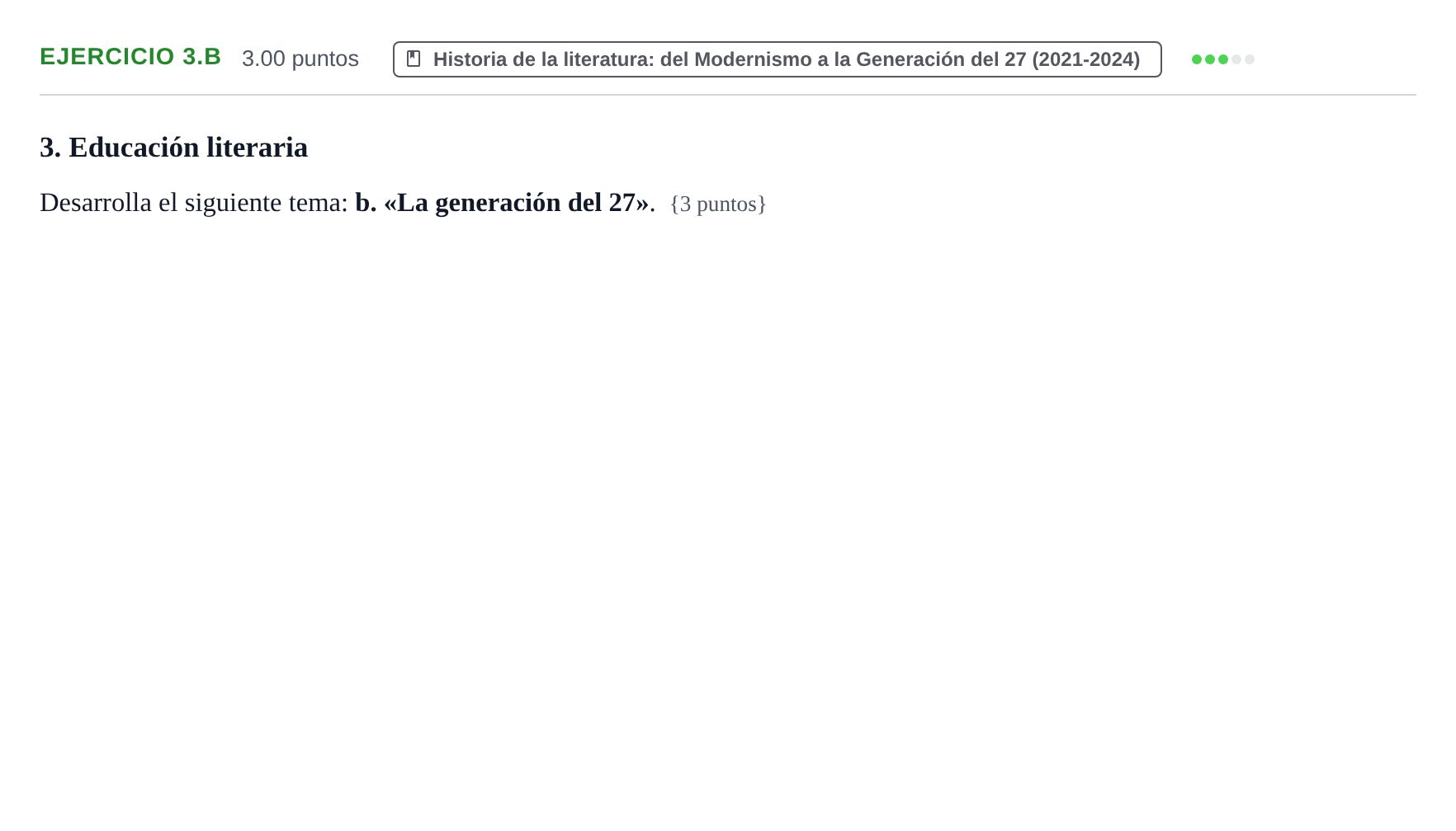 Enunciado: Ejercicio 3.b · Lengua Castellana y Literatura II PAU Murcia Ordinaria 2024