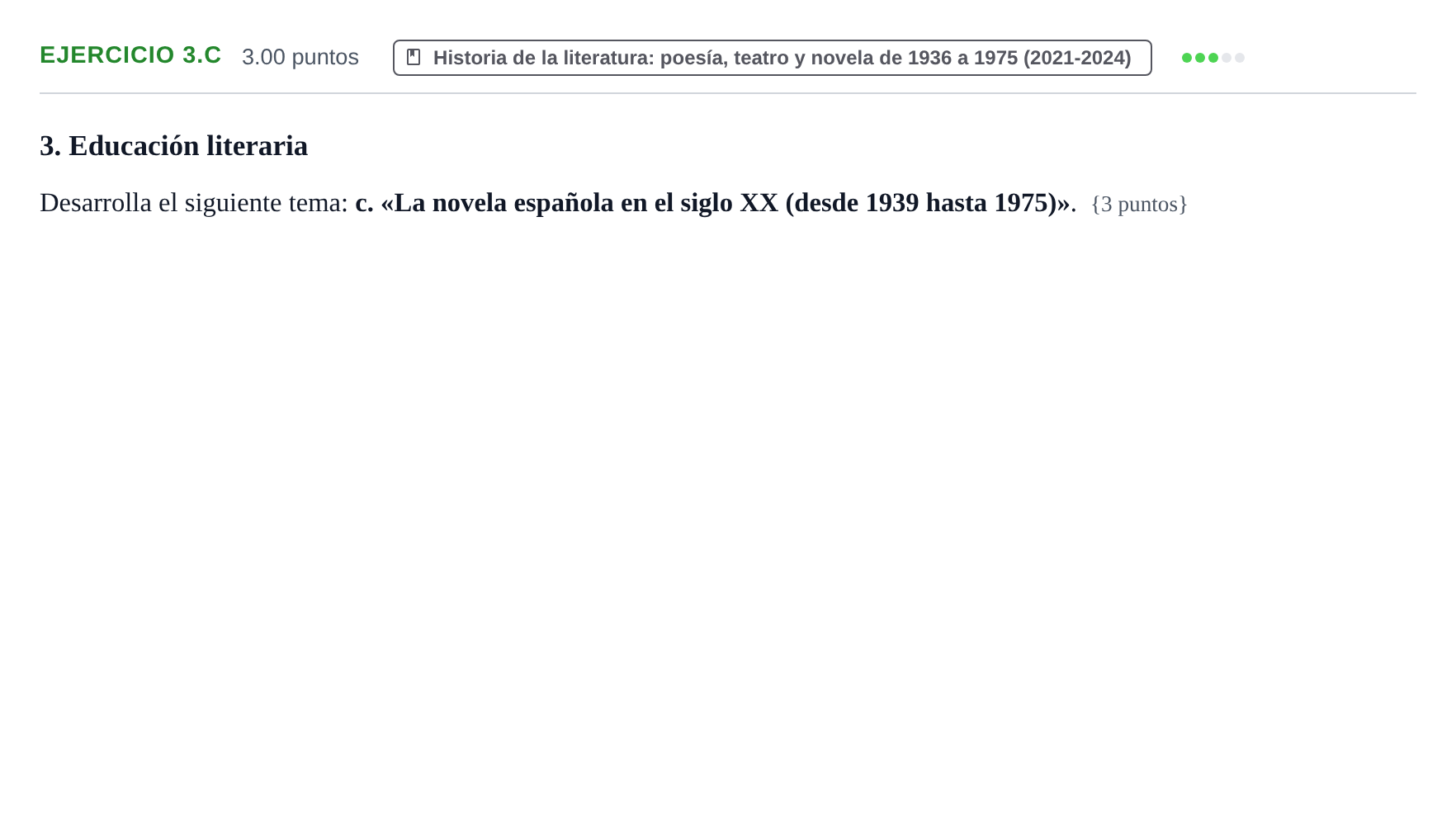 Enunciado: Ejercicio 3.c · Lengua Castellana y Literatura II PAU Murcia Ordinaria 2024