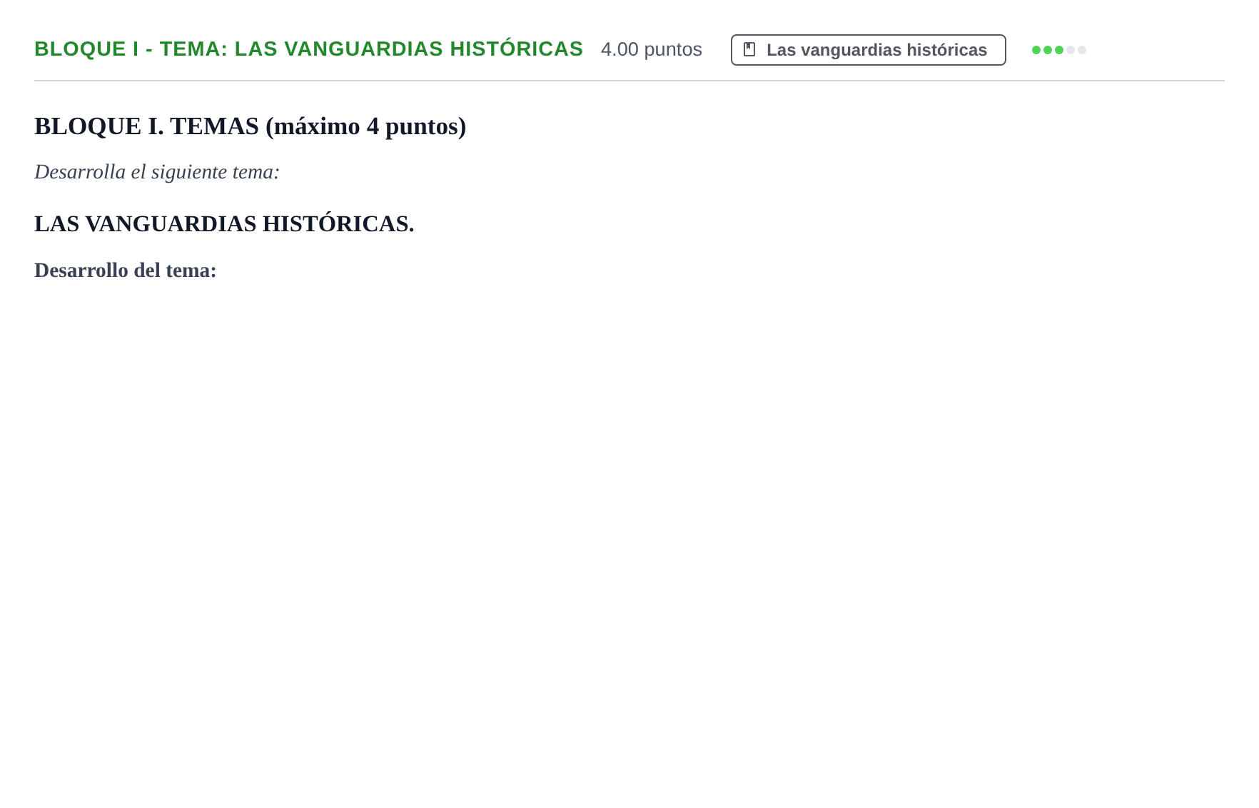 Enunciado: Bloque I - Tema: Las vanguardias históricas · Historia del Arte PAU Murcia Ordinaria 2024