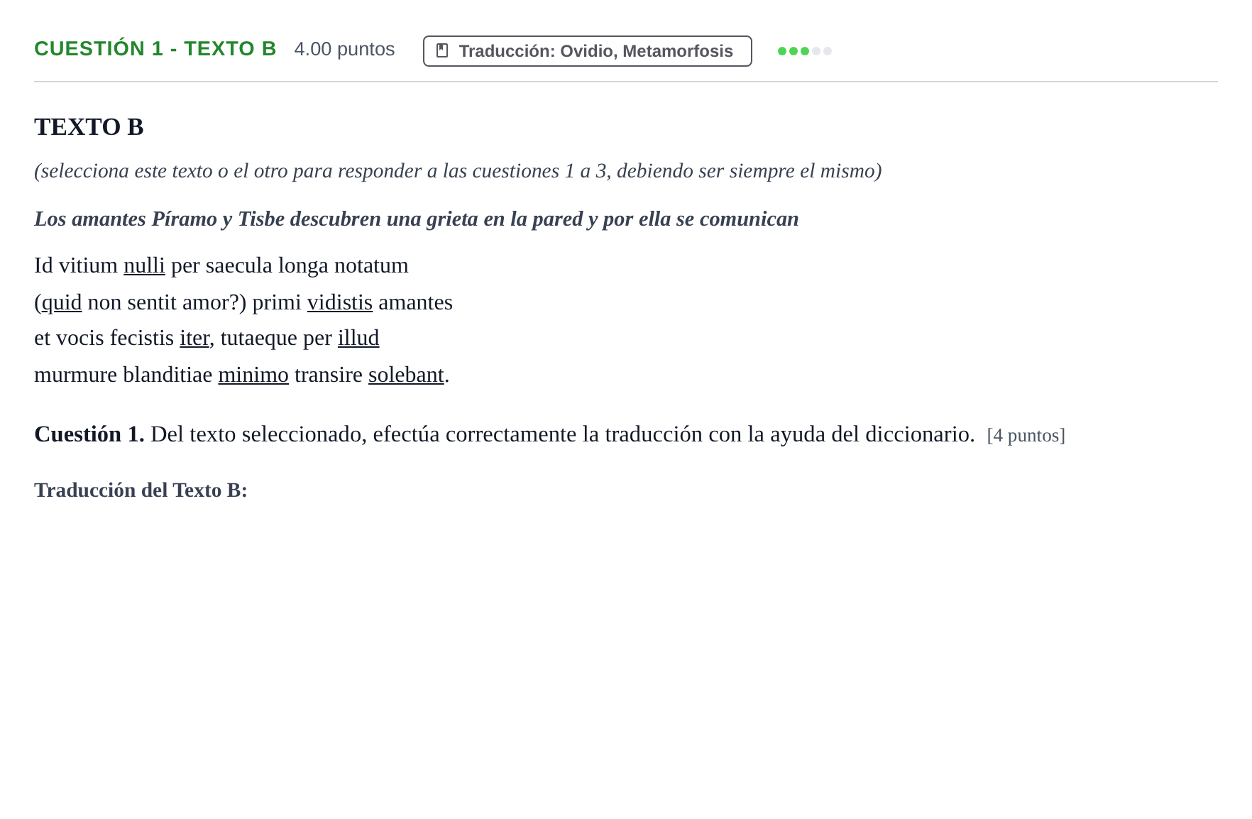 Enunciado: Cuestión 1 - Texto B · Latín II PAU Murcia Ordinaria 2024