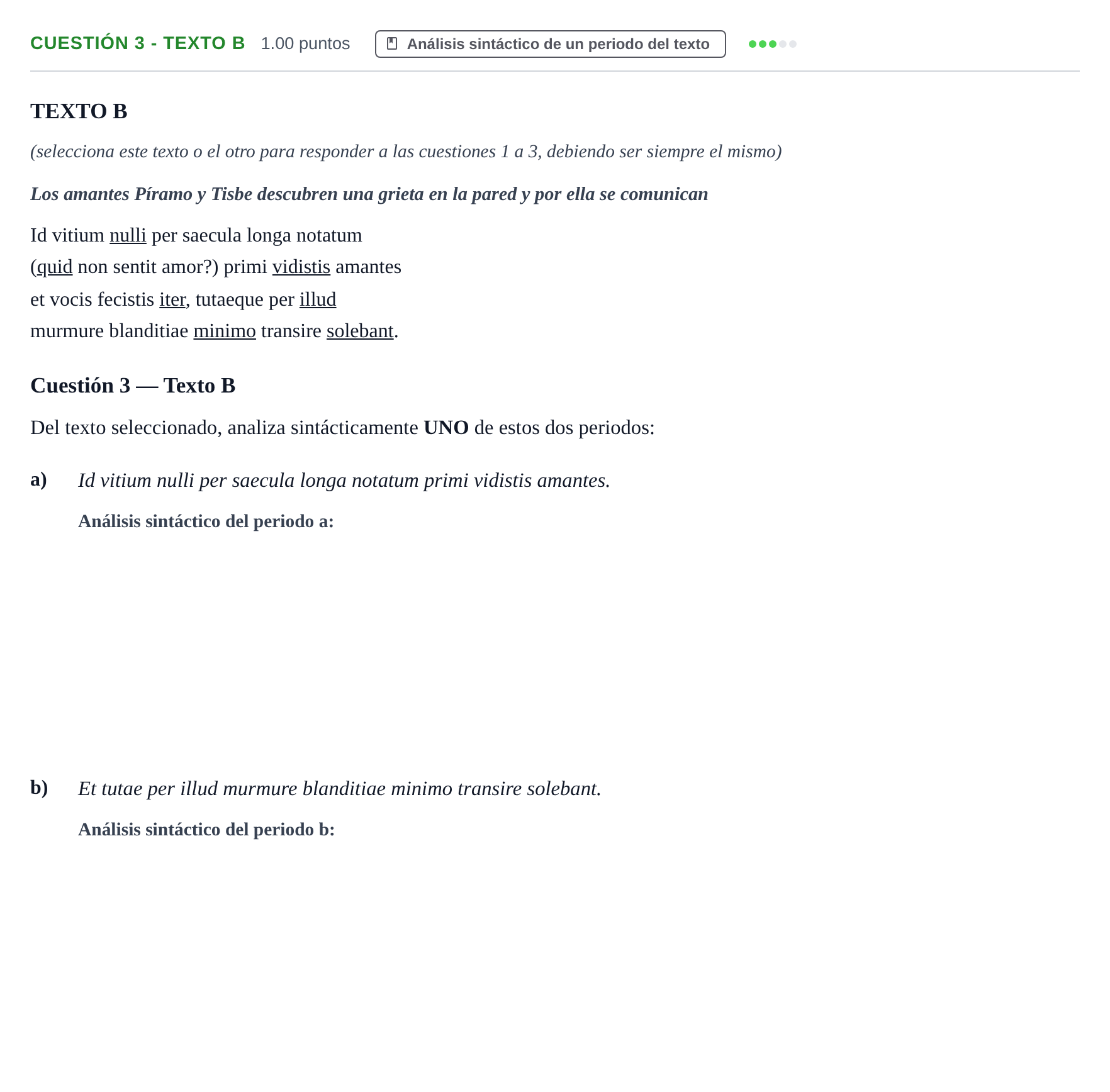 Enunciado: Cuestión 3 - Texto B · Latín II PAU Murcia Ordinaria 2024