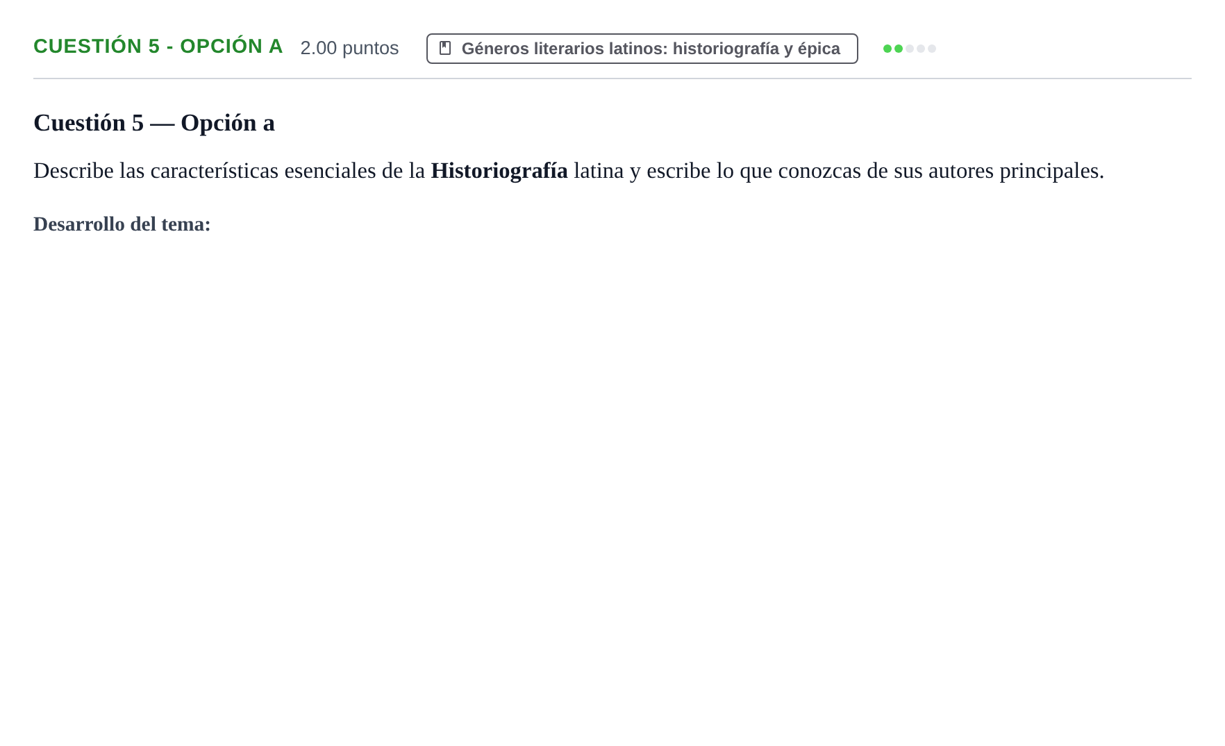 Enunciado: Cuestión 5 - Opción a · Latín II PAU Murcia Ordinaria 2024