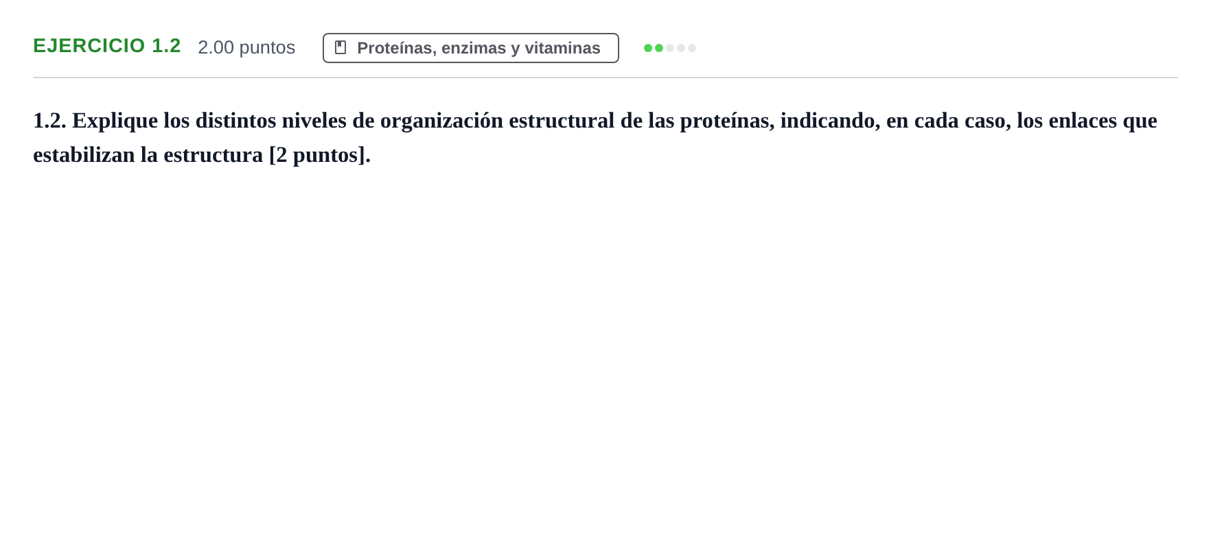 Enunciado: Ejercicio 1.2 · Biología PAU Murcia Extraordinaria 2024