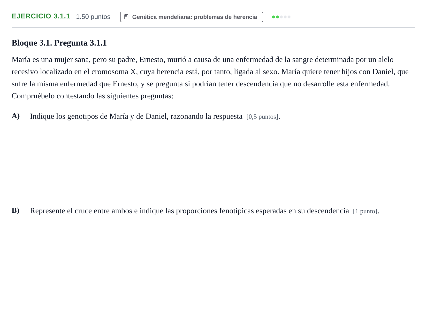 Enunciado: Ejercicio 3.1.1 · Biología PAU Murcia Extraordinaria 2024