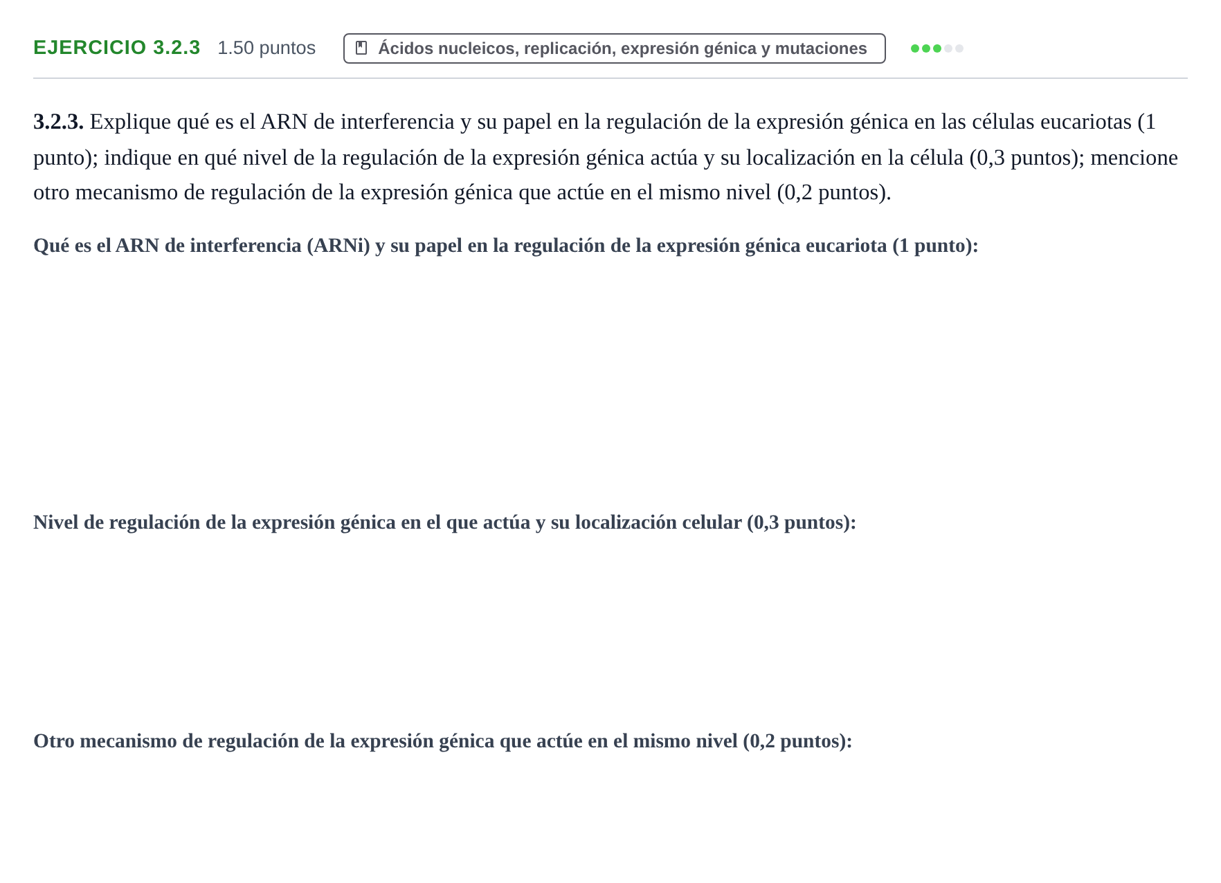 Enunciado: Ejercicio 3.2.3 · Biología PAU Murcia Extraordinaria 2024