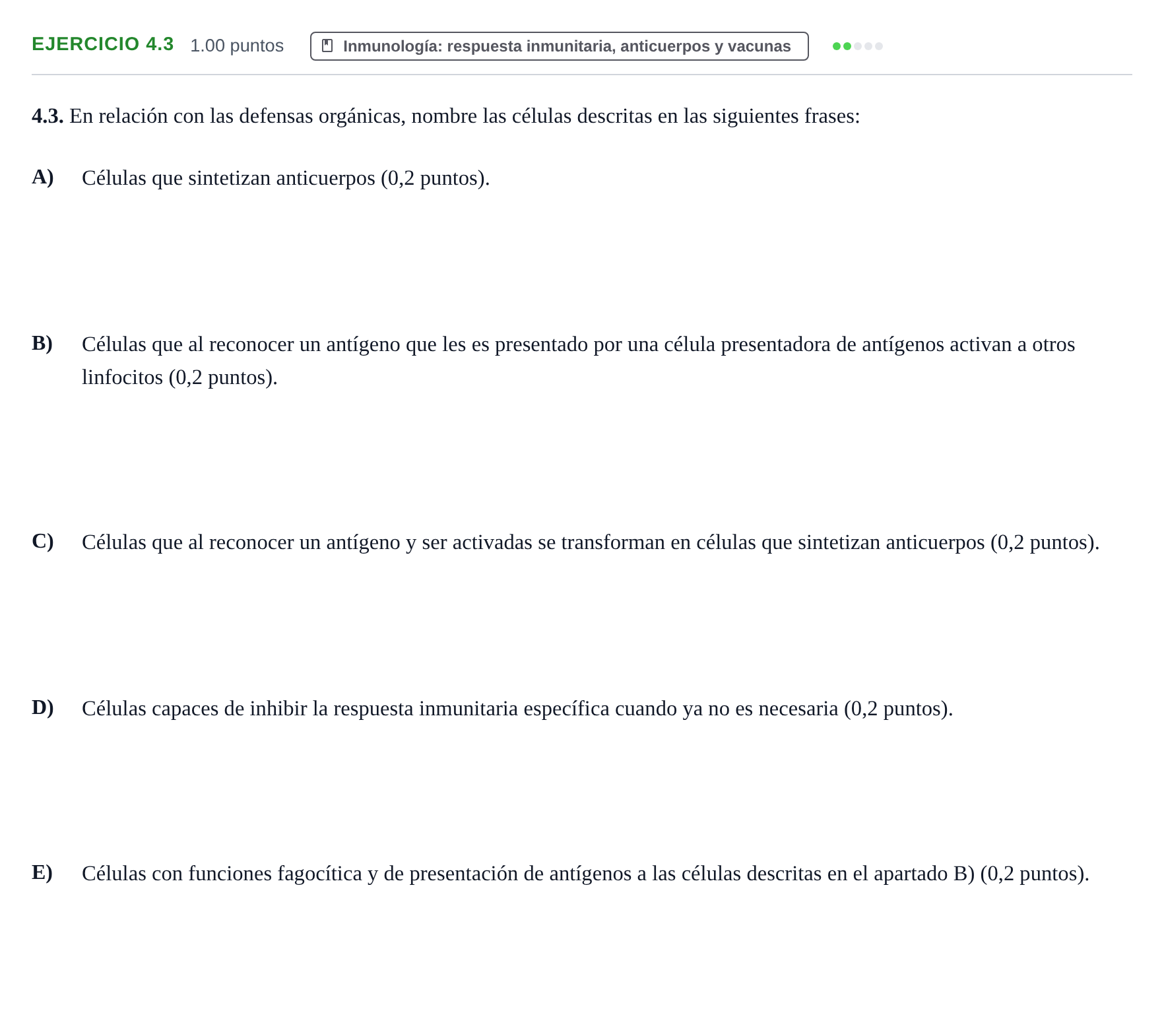 Enunciado: Ejercicio 4.3 · Biología PAU Murcia Extraordinaria 2024