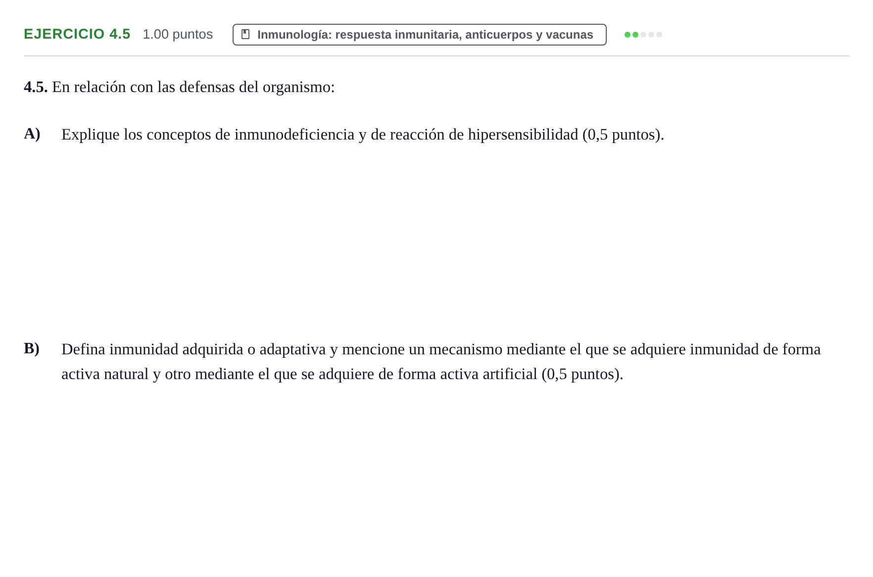 Enunciado: Ejercicio 4.5 · Biología PAU Murcia Extraordinaria 2024