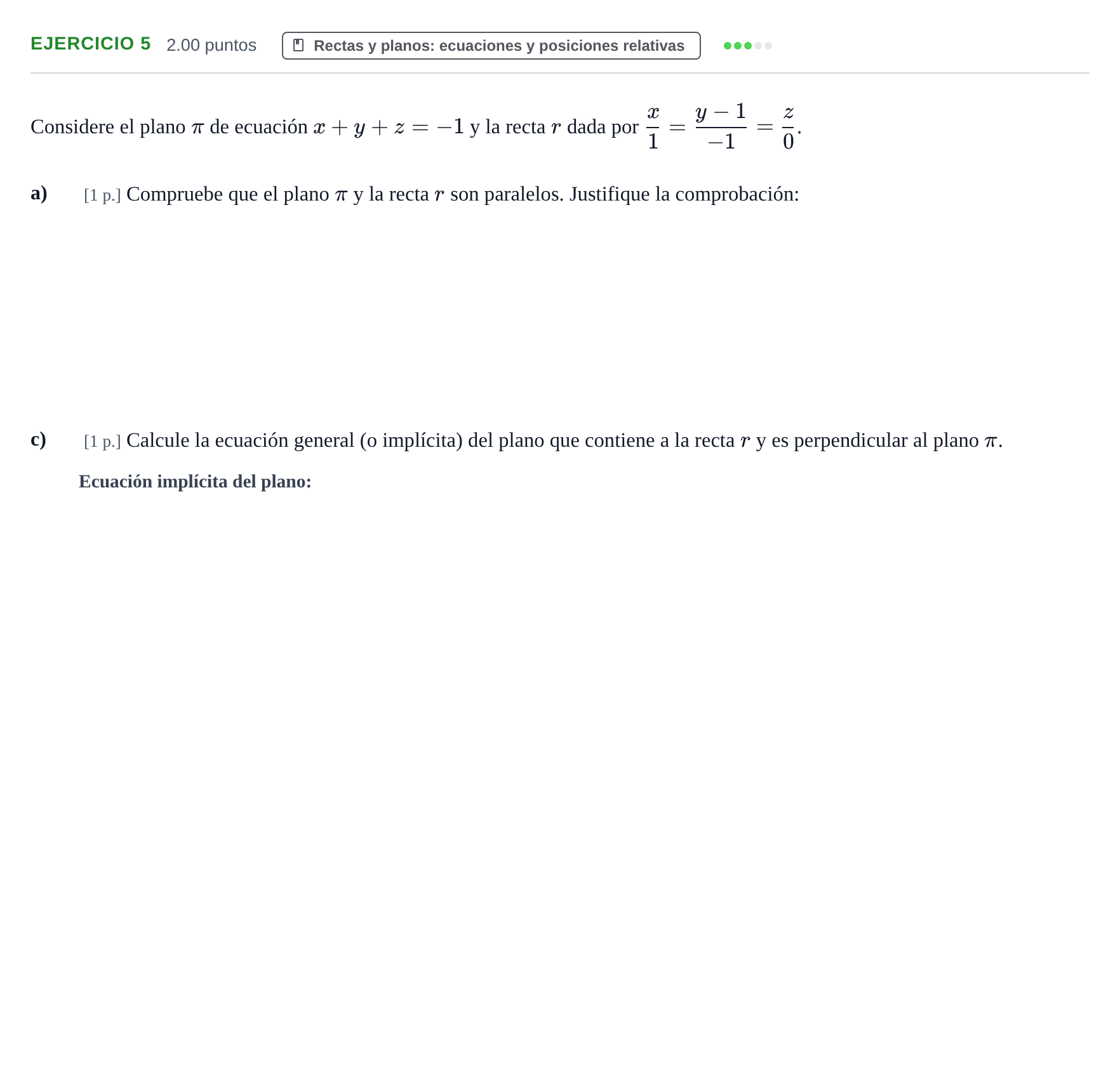 Enunciado: Ejercicio 5 - Rectas y planos · Matemáticas II PAU Murcia Ordinaria 2024