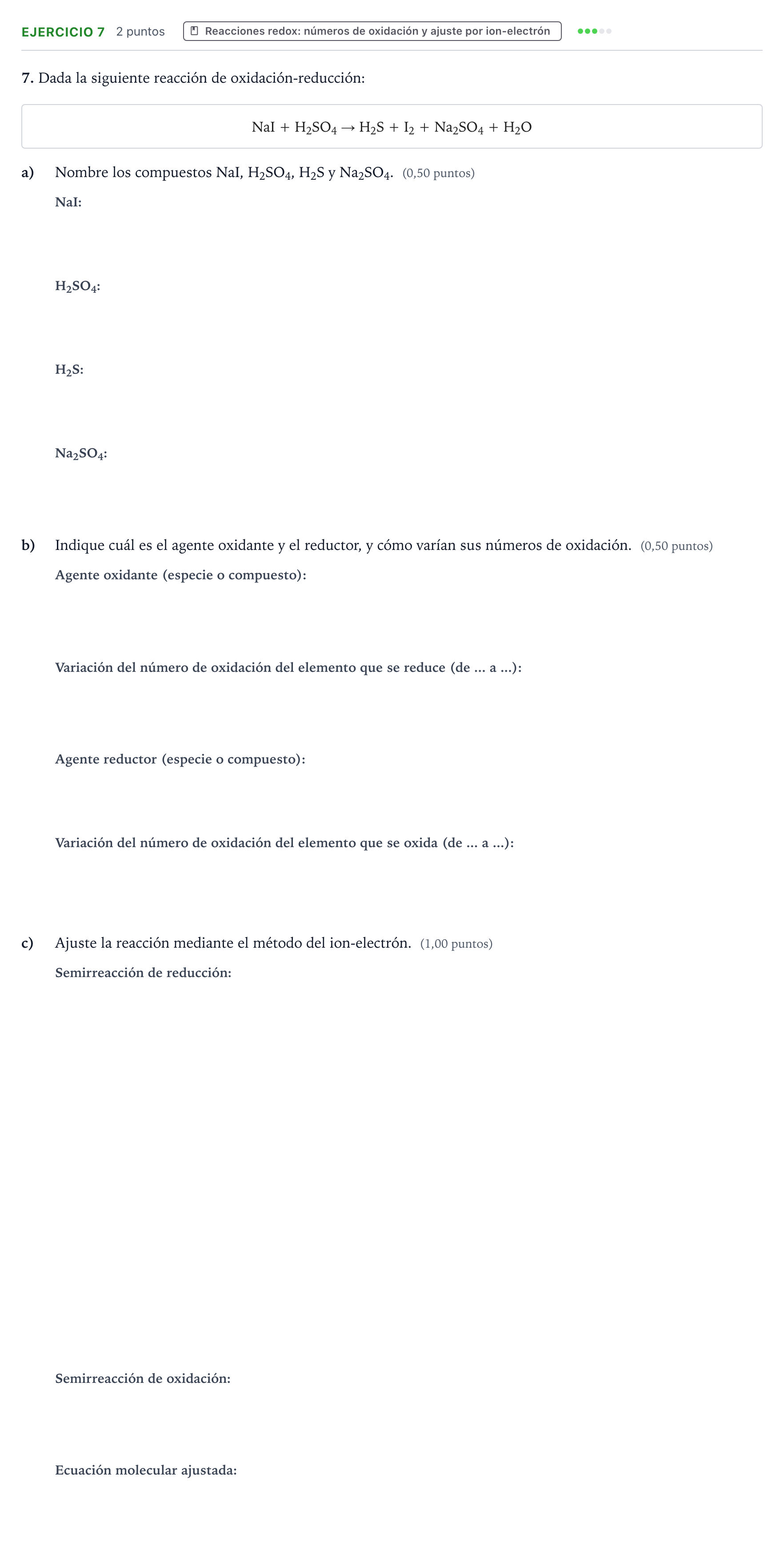 Enunciado: Problema 7 · Química PAU Murcia Ordinaria 2024