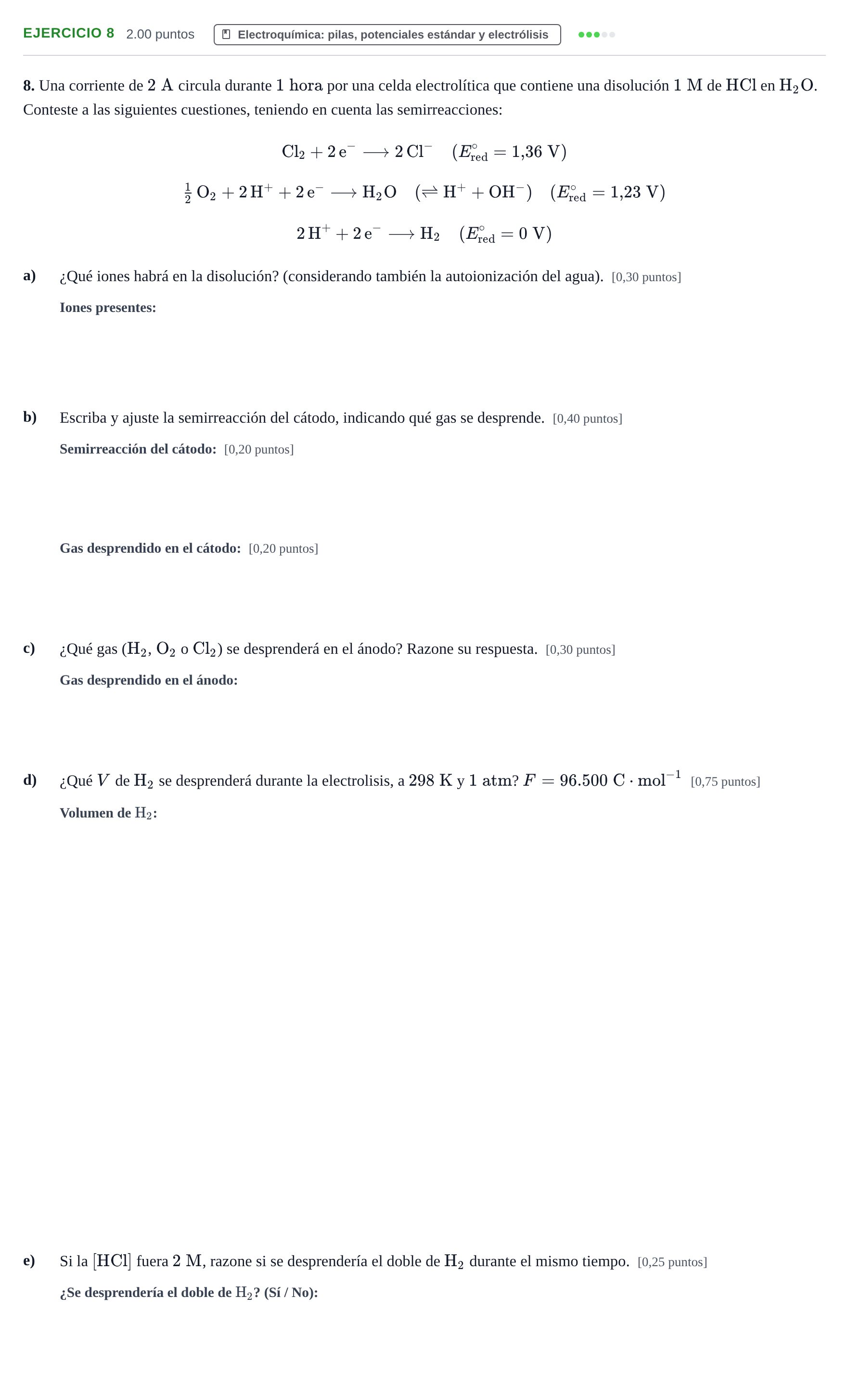 Enunciado: Problema 8 · Química PAU Murcia Ordinaria 2024