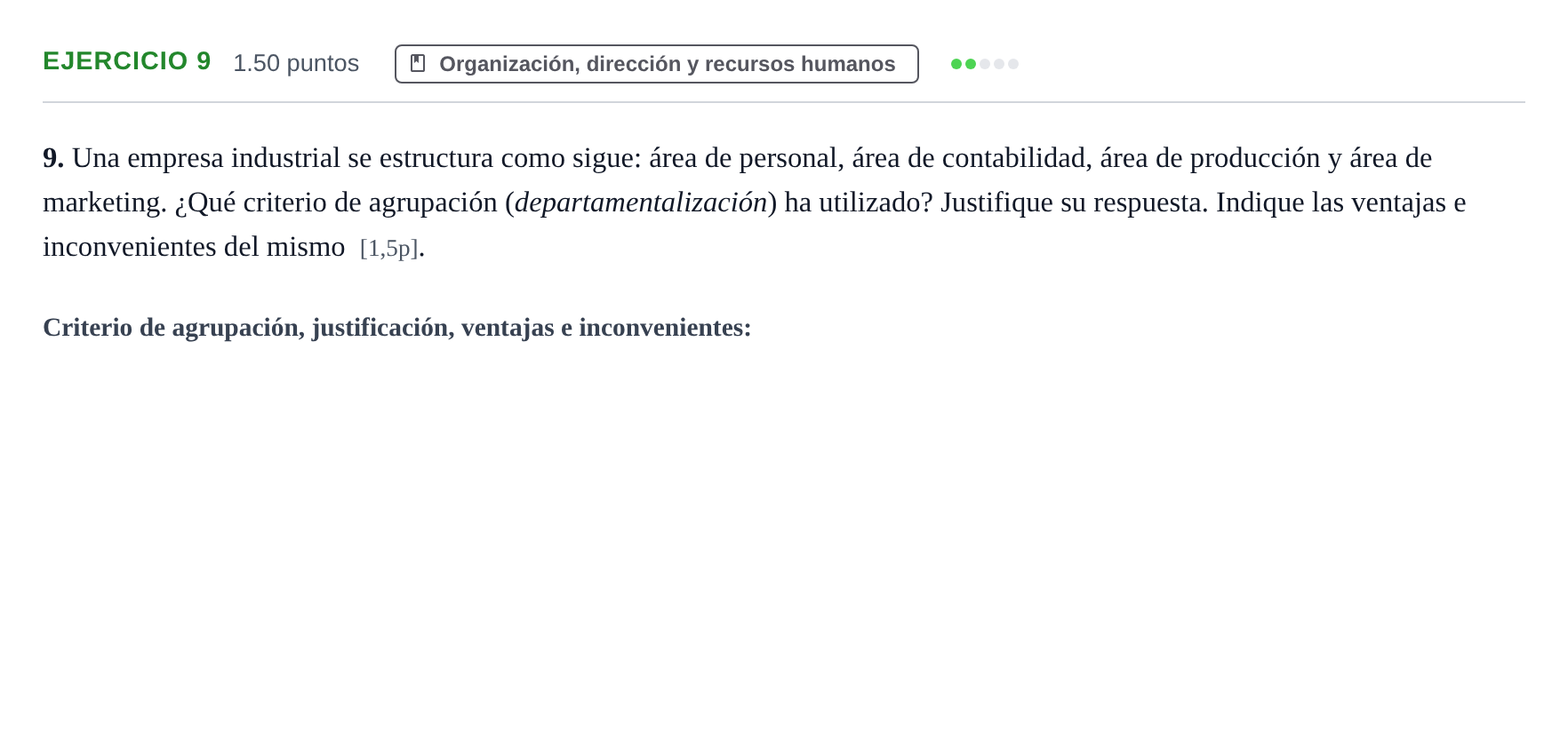 Enunciado: Problema 9 · Empresa y Diseño de Modelos de Negocio PAU Murcia Extraordinaria 2024