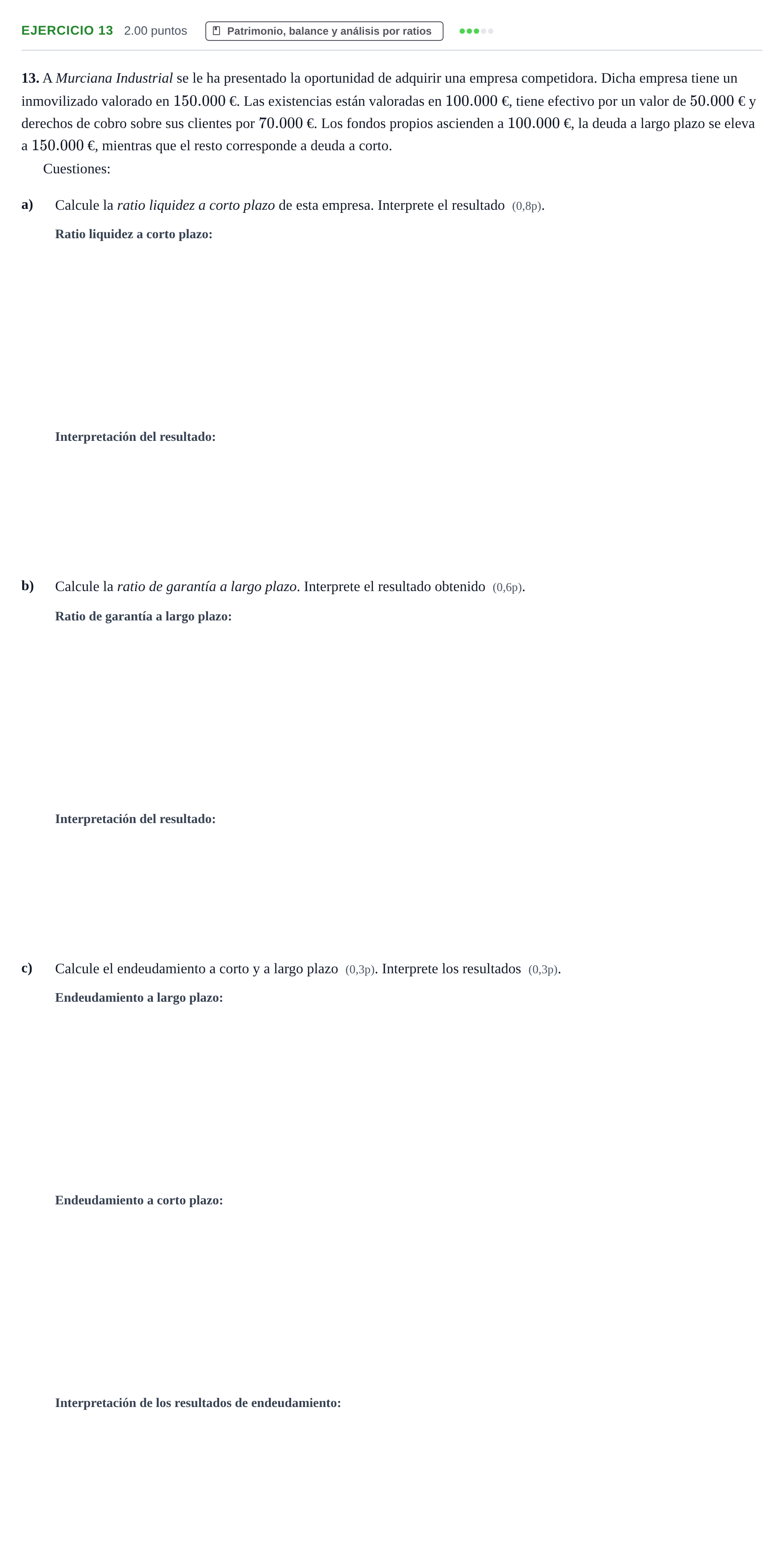 Enunciado: Problema 13 · Empresa y Diseño de Modelos de Negocio PAU Murcia Extraordinaria 2024