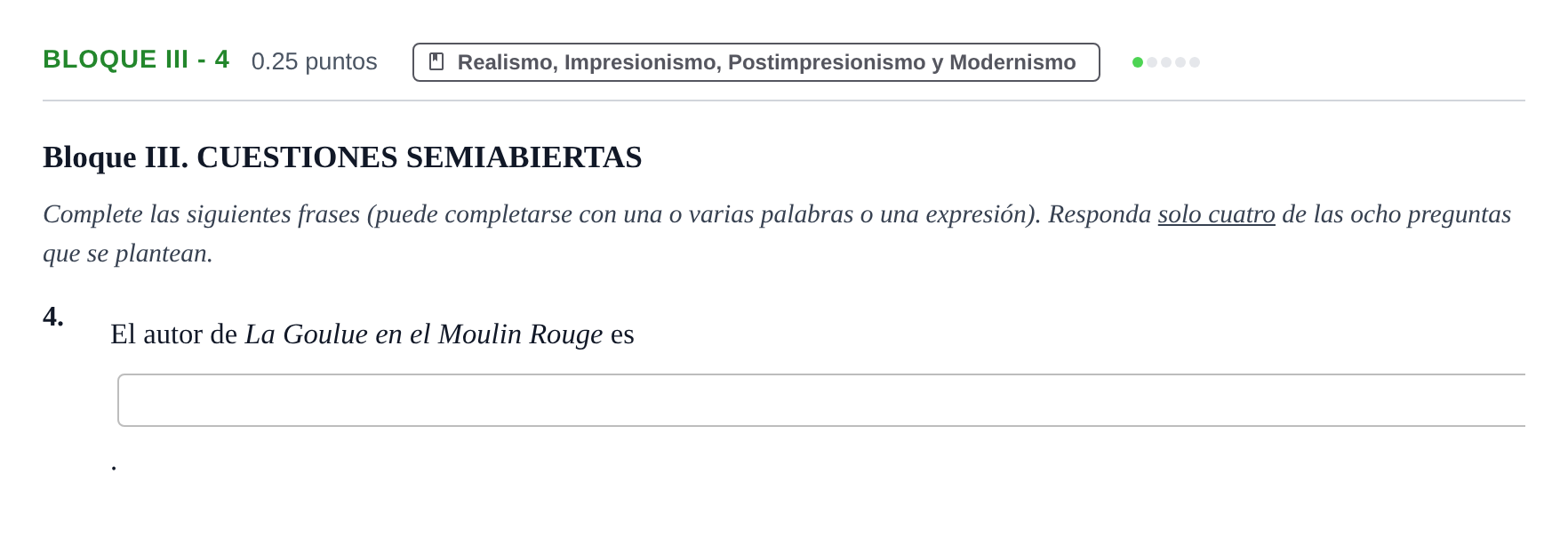 Enunciado: Bloque III - 4 · Fundamentos Artísticos PAU Murcia Extraordinaria (Fundamentos del Arte II) 2024