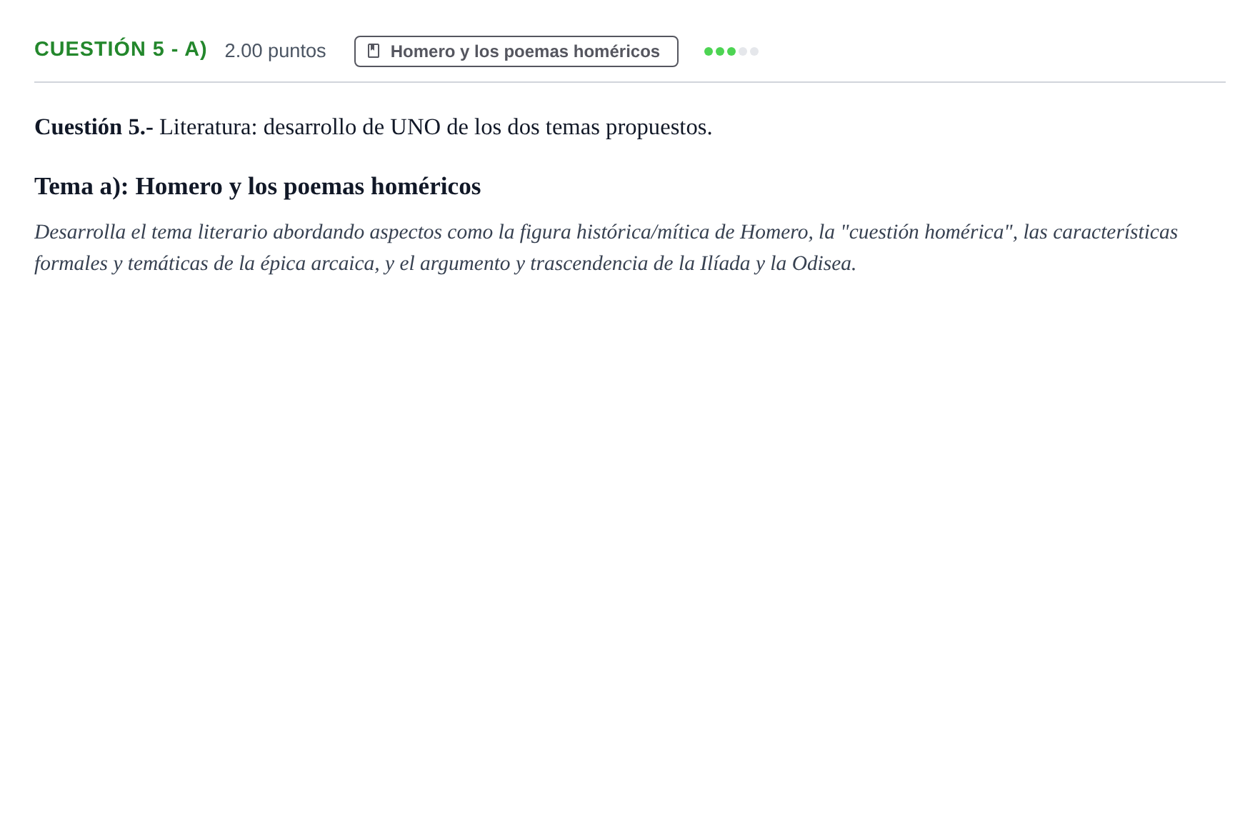 Enunciado: Cuestión 5 - a) · Griego II PAU Murcia Extraordinaria 2024