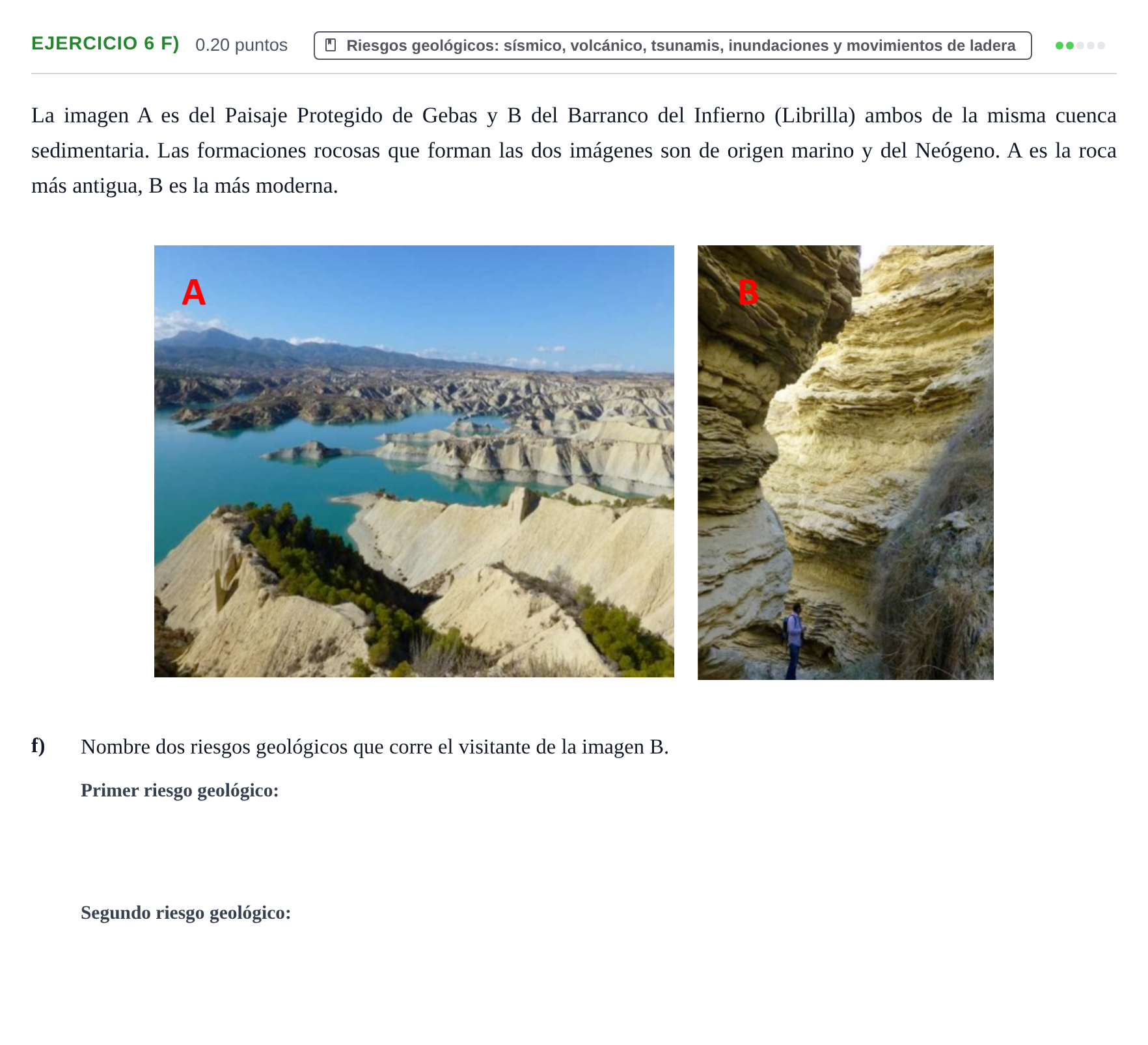 Enunciado: Ejercicio 6 f) - Riesgos geológicos · Geología y Ciencias Ambientales PAU Murcia Extraordinaria 2024