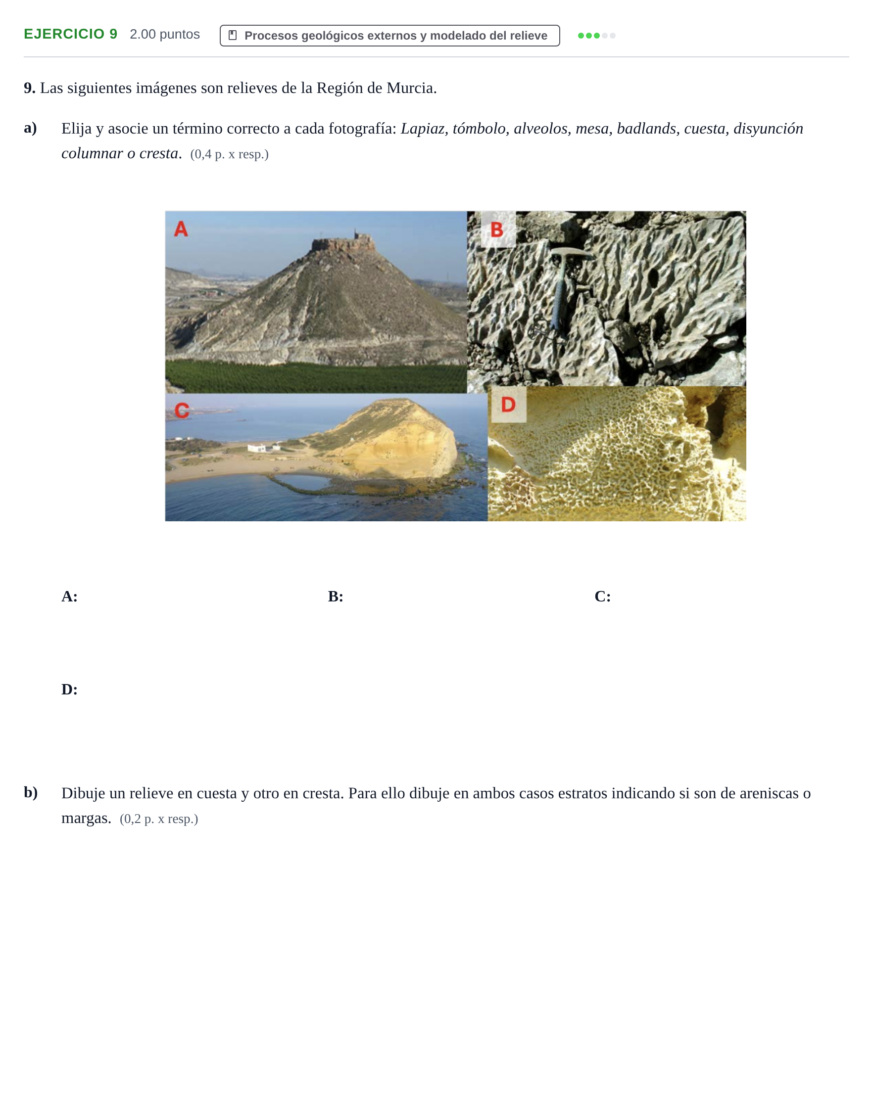 Enunciado: Problema 9 · Geología y Ciencias Ambientales PAU Murcia Extraordinaria 2024