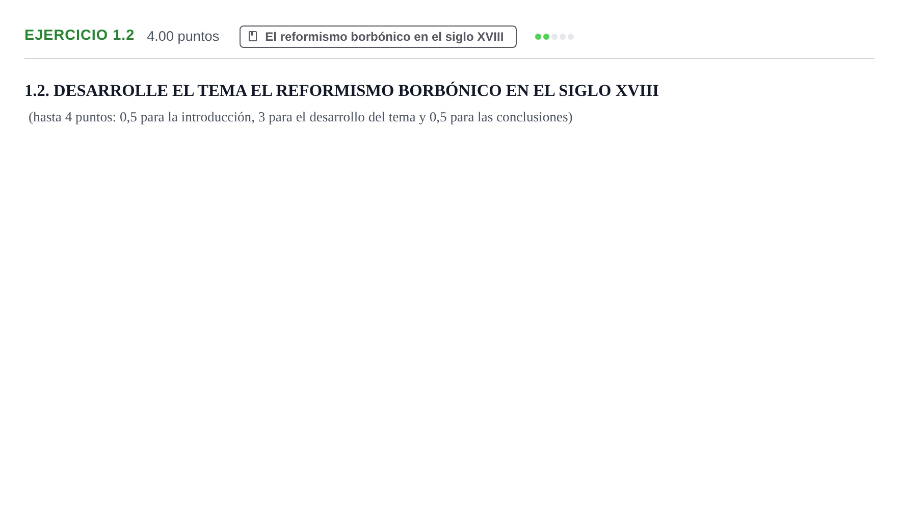 Enunciado: Ejercicio 1.2 · Historia de España PAU Murcia Extraordinaria 2024