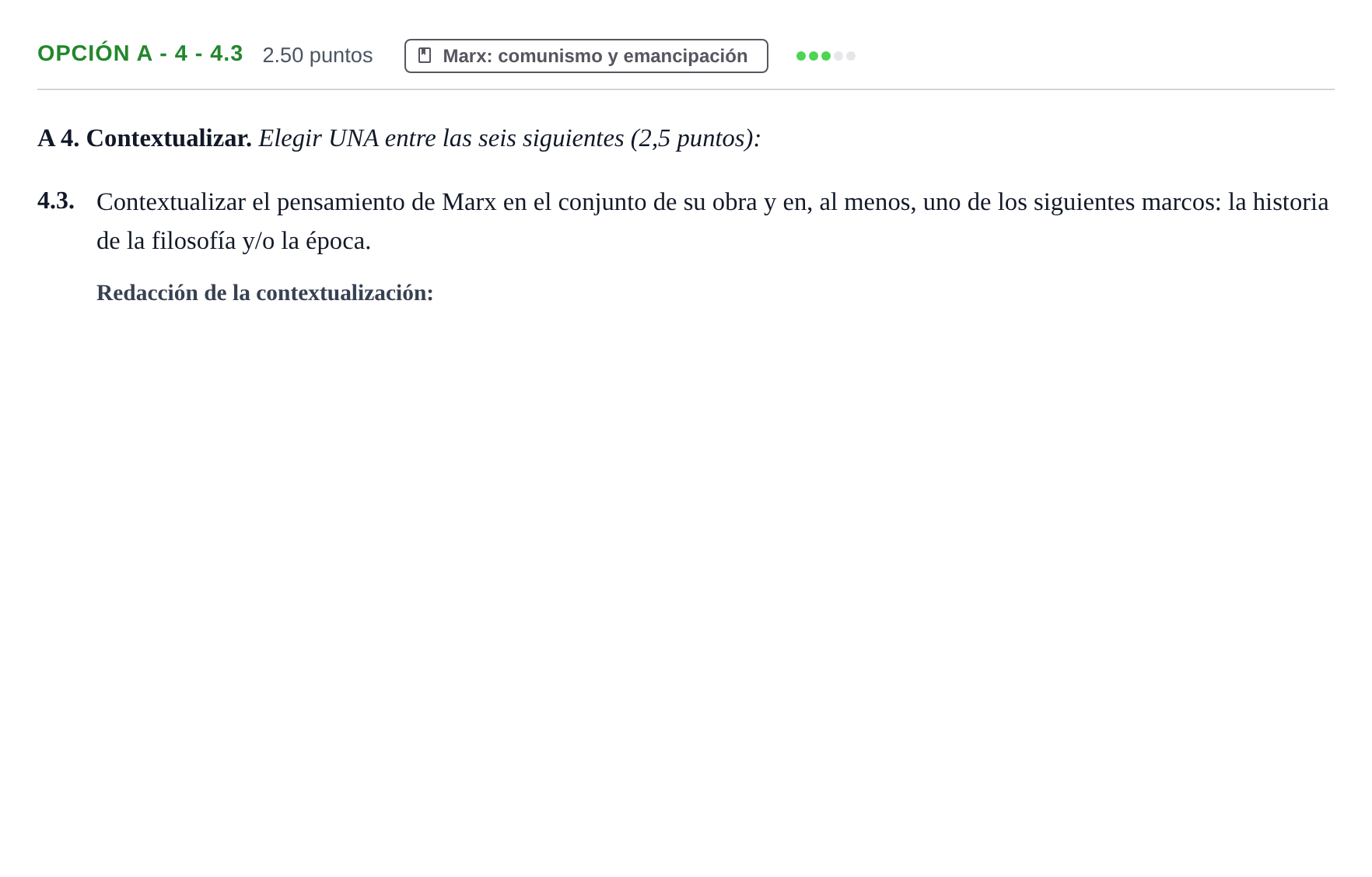 Enunciado: Opción A - 4 - 4.3 · Historia de la Filosofía PAU Murcia Extraordinaria 2024