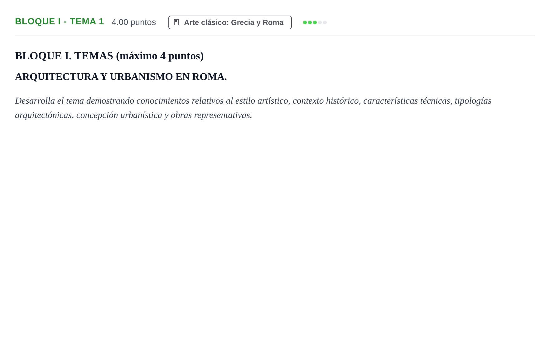 Enunciado: Bloque I - Tema 1 · Historia del Arte PAU Murcia Extraordinaria 2024