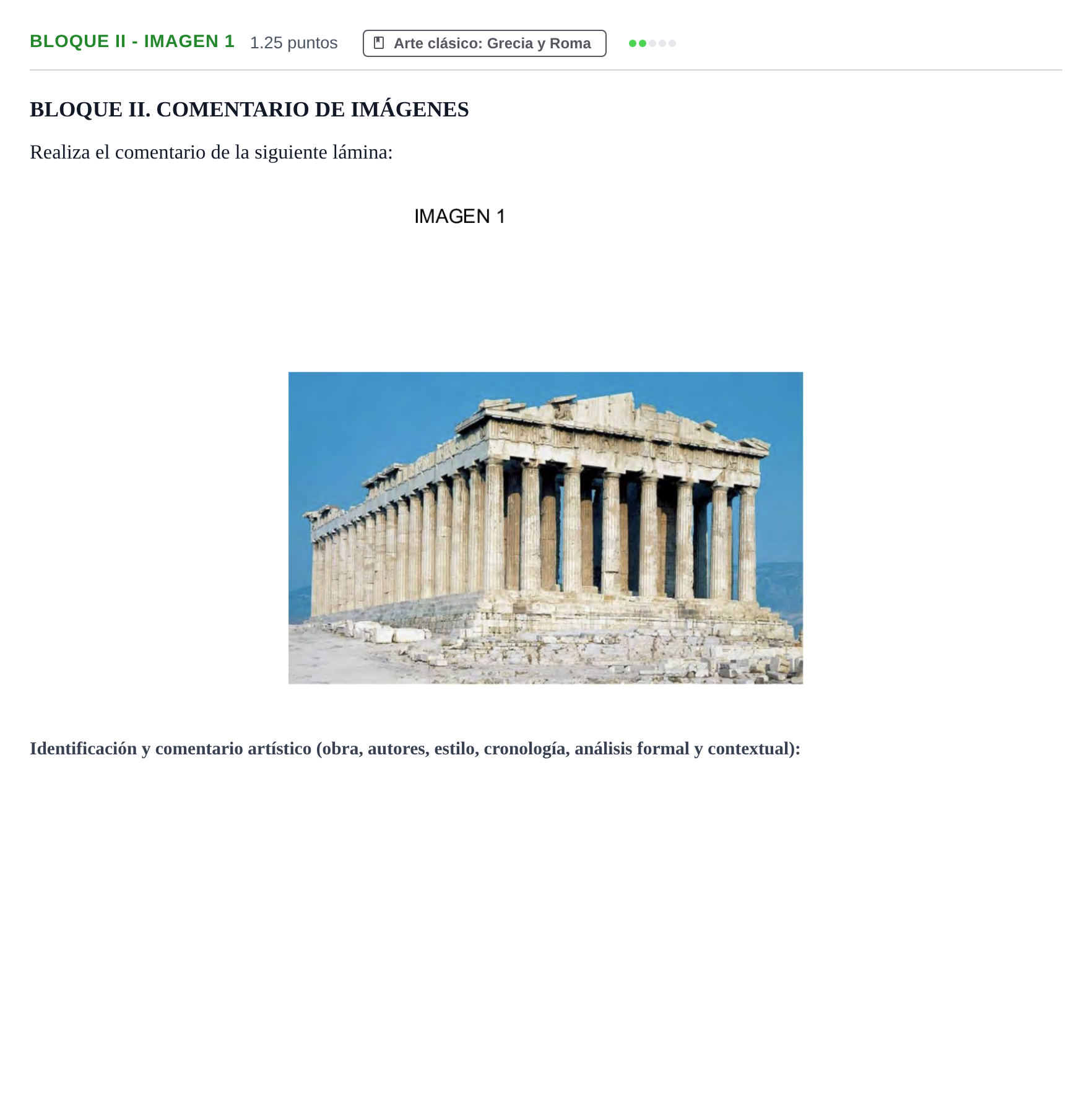 Enunciado: Bloque II - Imagen 1 · Historia del Arte PAU Murcia Extraordinaria 2024