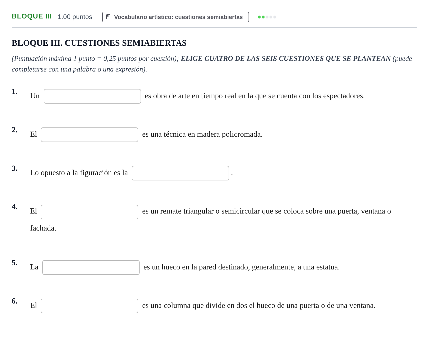 Enunciado: Bloque III · Historia del Arte PAU Murcia Extraordinaria 2024