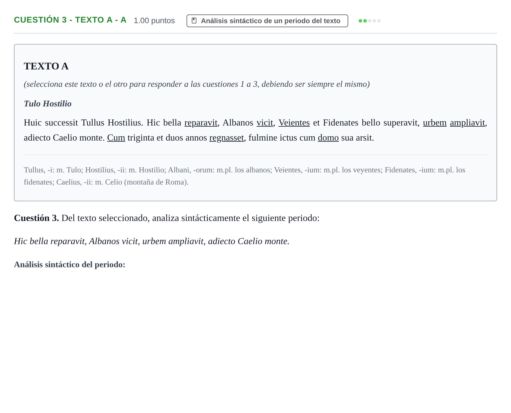 Enunciado: Cuestión 3 - Texto A - a · Latín II PAU Murcia Extraordinaria 2024