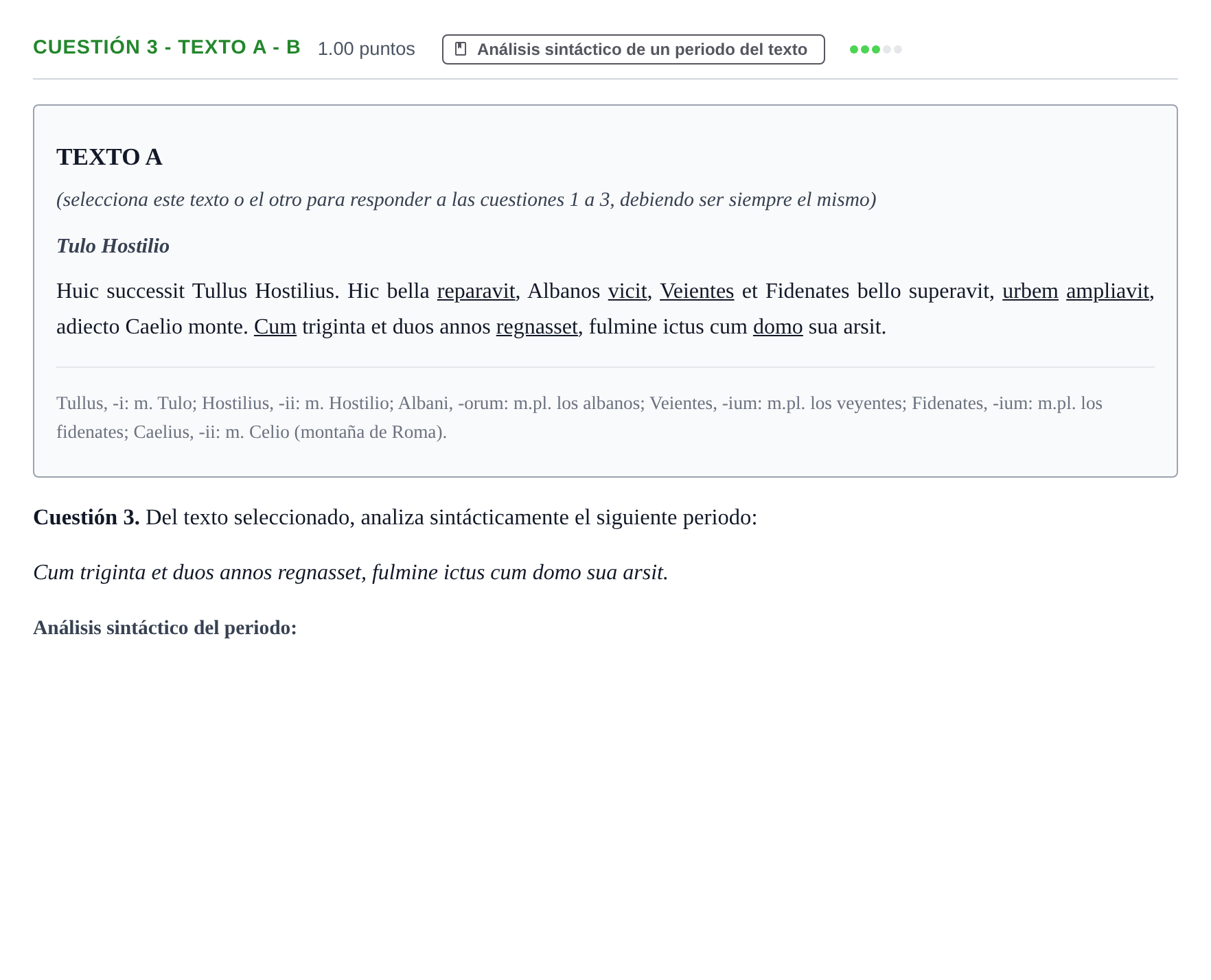 Enunciado: Cuestión 3 - Texto A - b · Latín II PAU Murcia Extraordinaria 2024