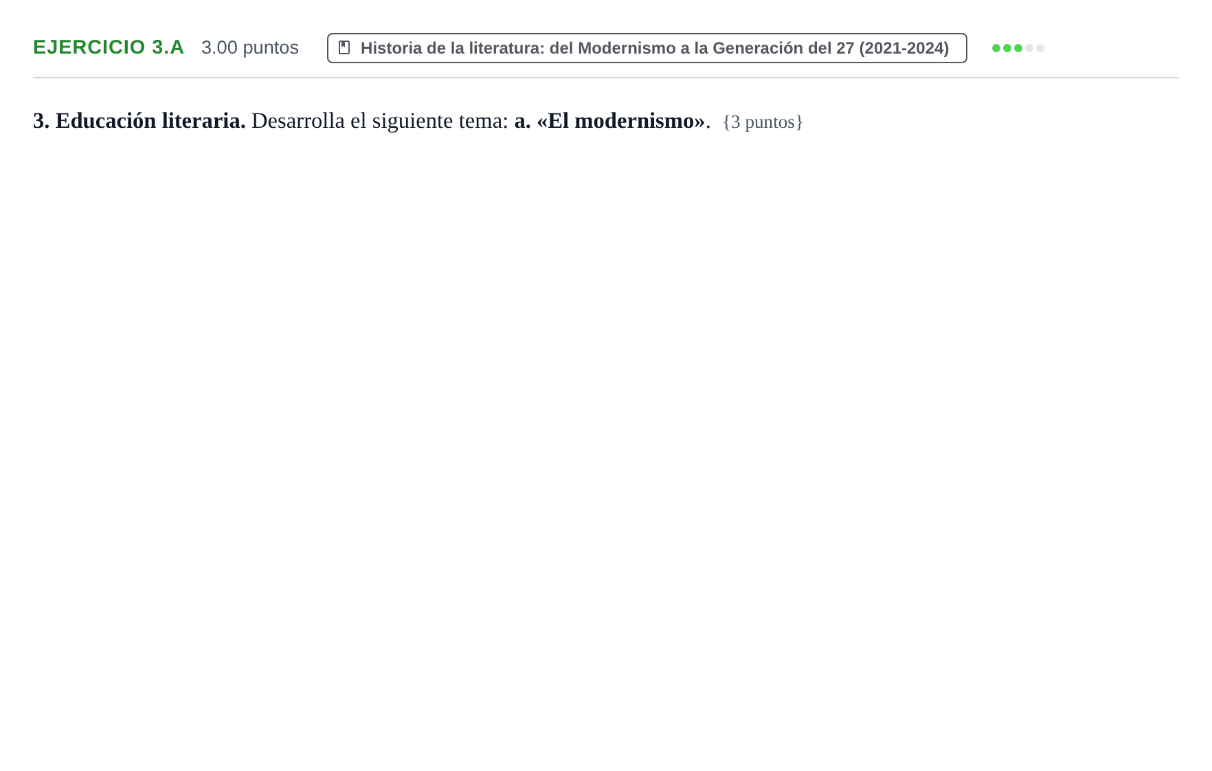 Enunciado: Ejercicio 3.a · Lengua Castellana y Literatura II PAU Murcia Extraordinaria 2024