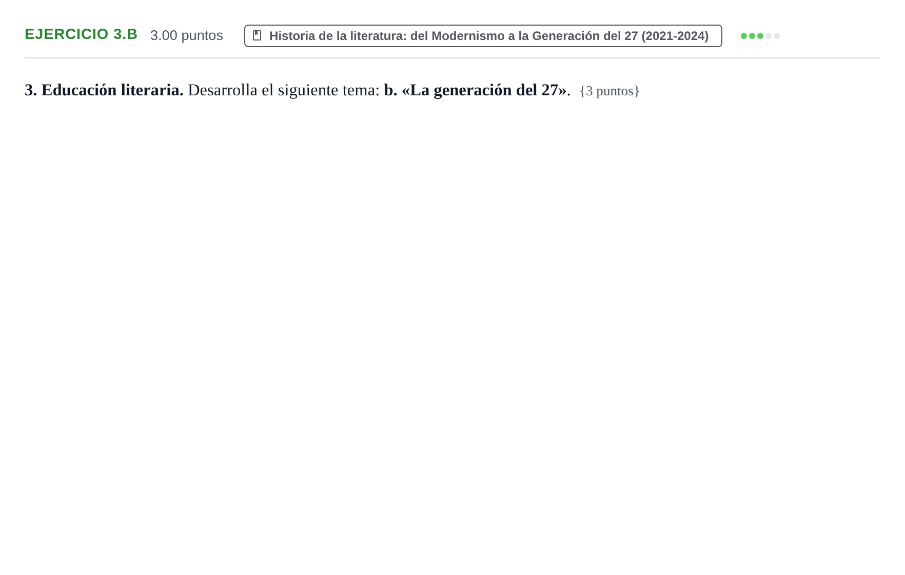 Enunciado: Ejercicio 3.b · Lengua Castellana y Literatura II PAU Murcia Extraordinaria 2024