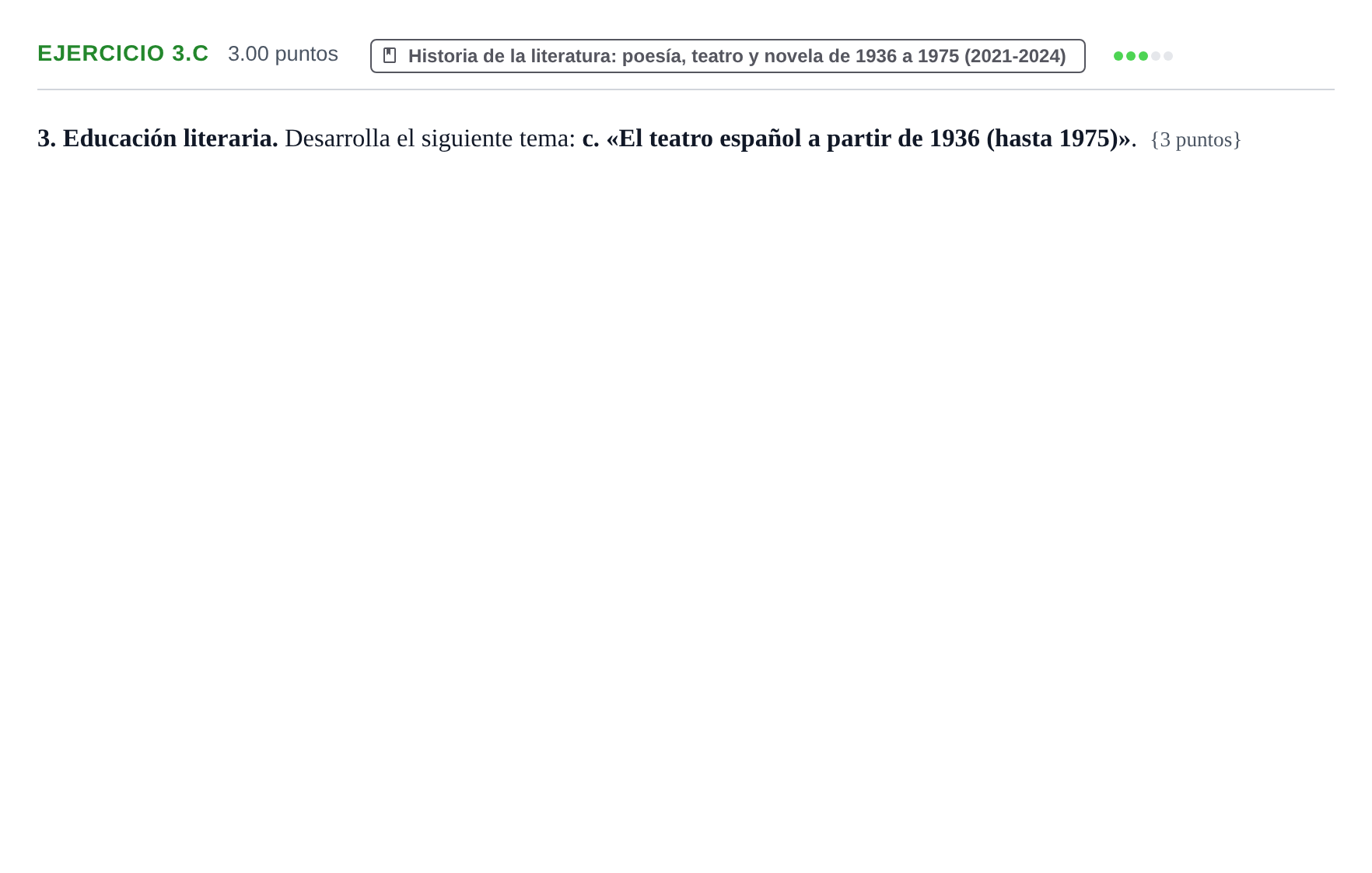 Enunciado: Ejercicio 3.c · Lengua Castellana y Literatura II PAU Murcia Extraordinaria 2024