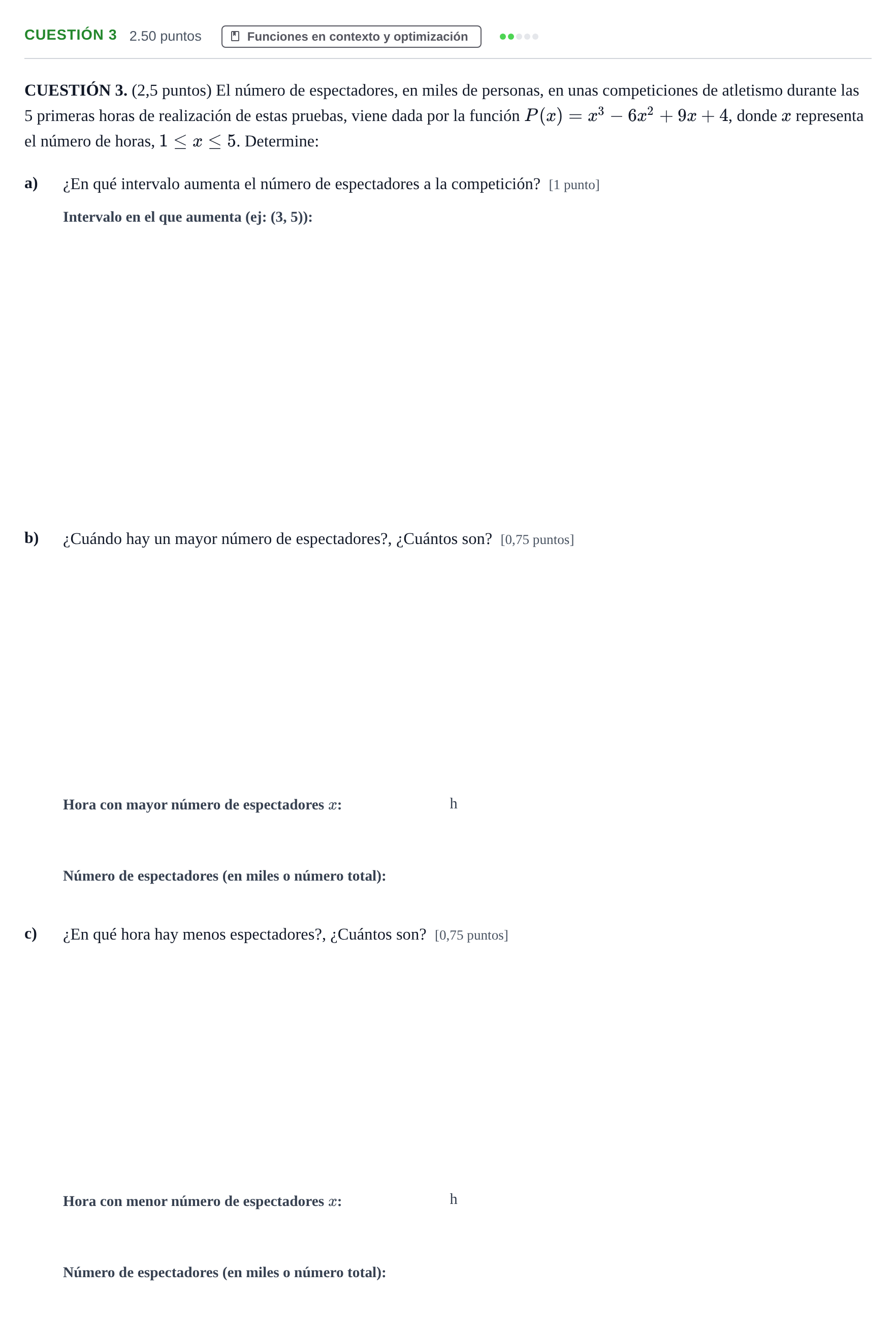 Enunciado: CUESTIÓN 3 · Matemáticas aplicadas a las Ciencias Sociales II PAU Murcia Extraordinaria 2024