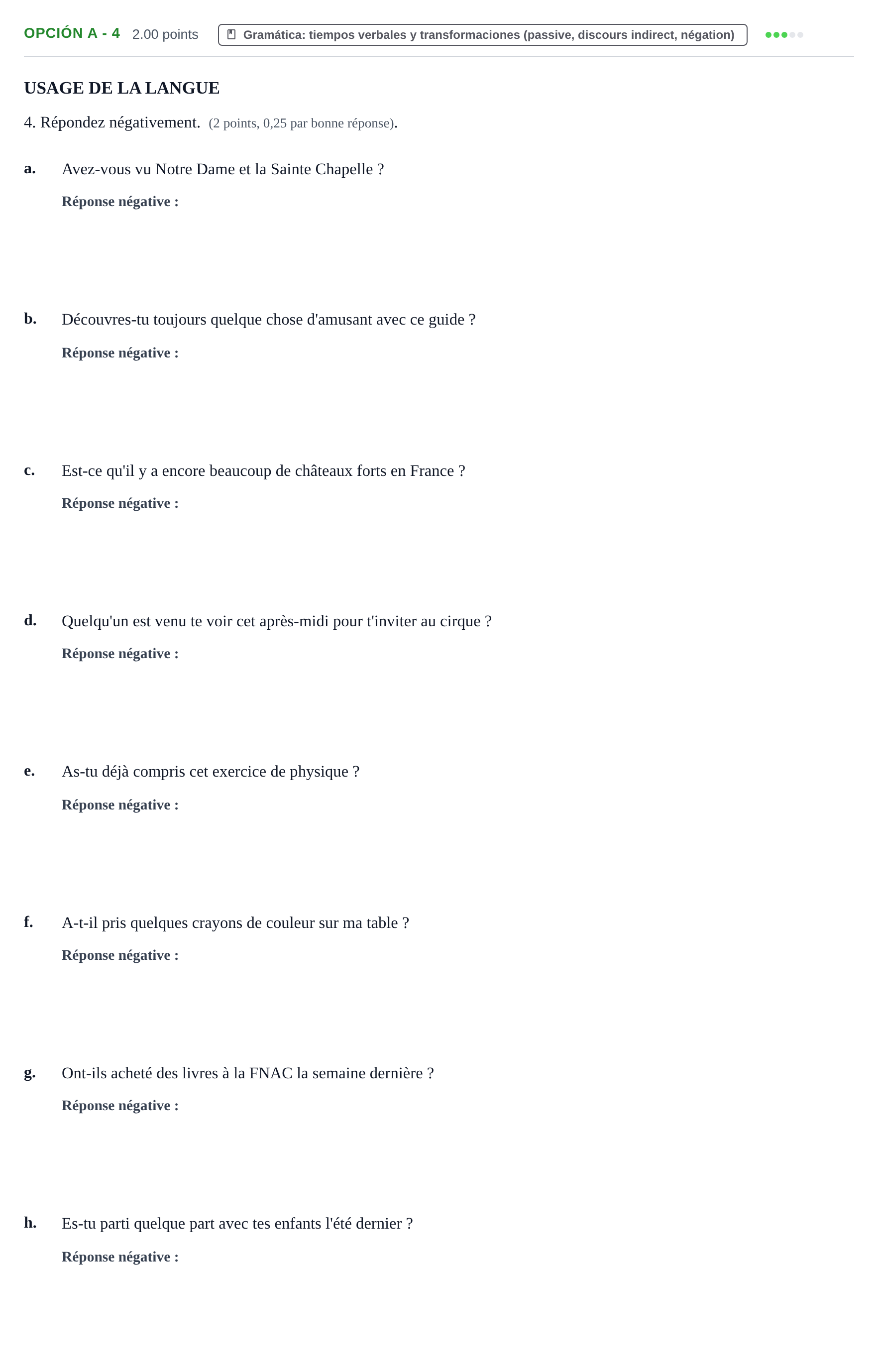 Enunciado: Opción A - 4 · Francés PAU Navarra Ordinaria 2022