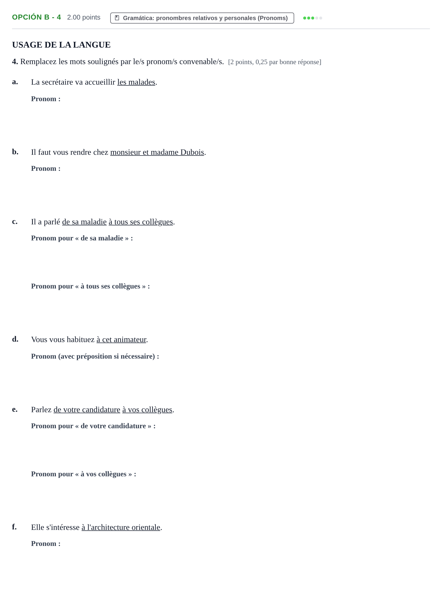 Enunciado: Opción B - 4 · Francés PAU Navarra Ordinaria 2022