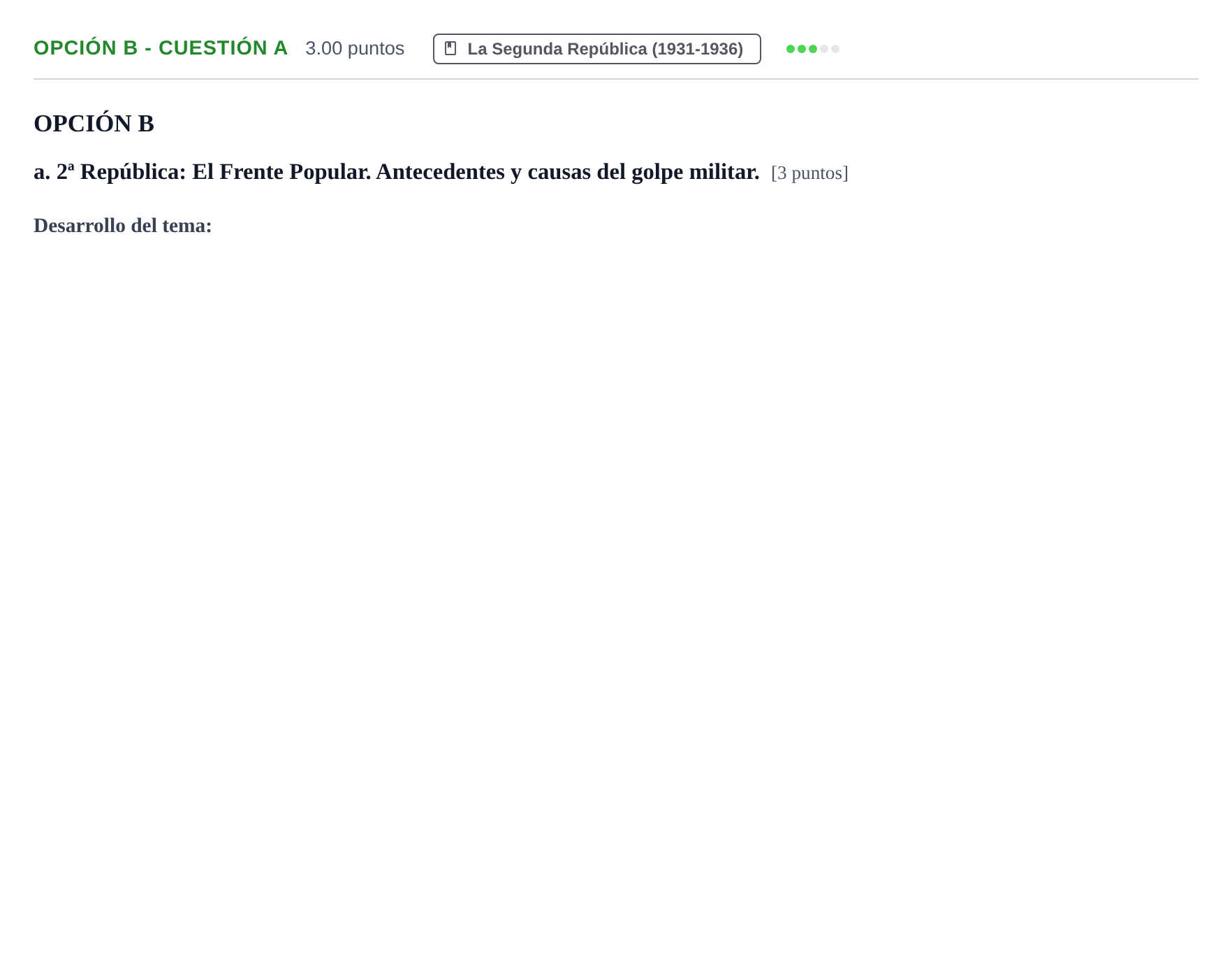 Enunciado: Opción B - Cuestión a · Historia de España PAU Navarra Ordinaria 2022