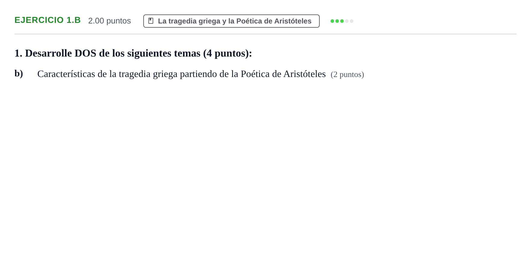 Enunciado: Ejercicio 1.b · Artes Escénicas PAU Navarra Ordinaria 2022
