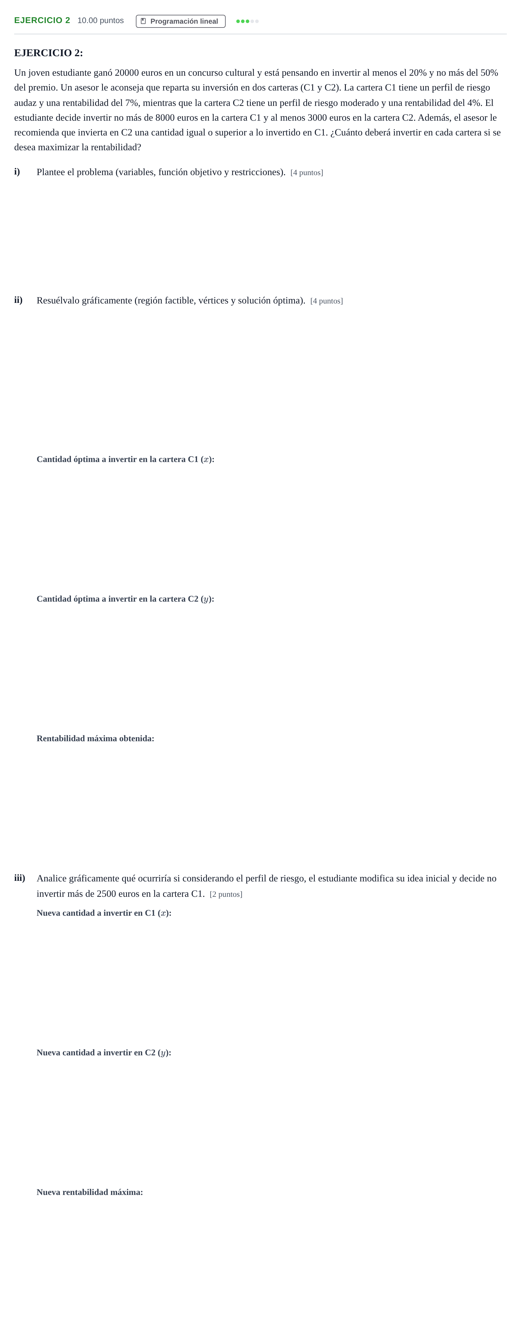 Enunciado: Ejercicio 2 · Matemáticas aplicadas a las Ciencias Sociales II PAU Navarra Ordinaria 2022