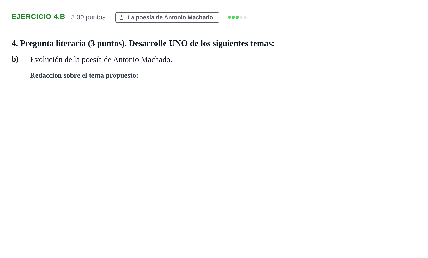 Enunciado: Ejercicio 4.b · Lengua Castellana y Literatura II PAU Navarra Ordinaria 2022