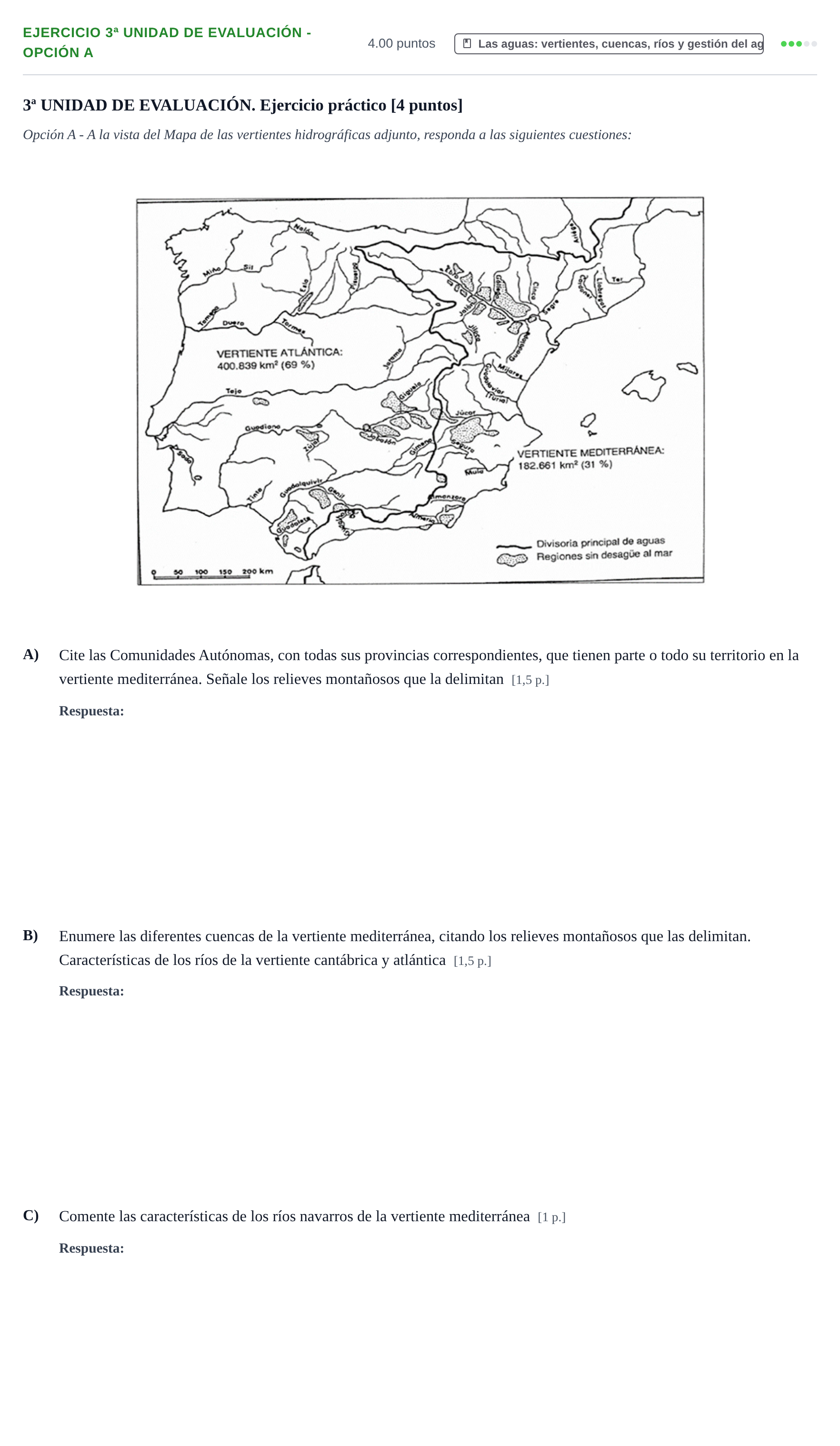 Enunciado: Ejercicio 3ª Unidad de Evaluación - Opción A · Geografía PAU Navarra Ordinaria 2022