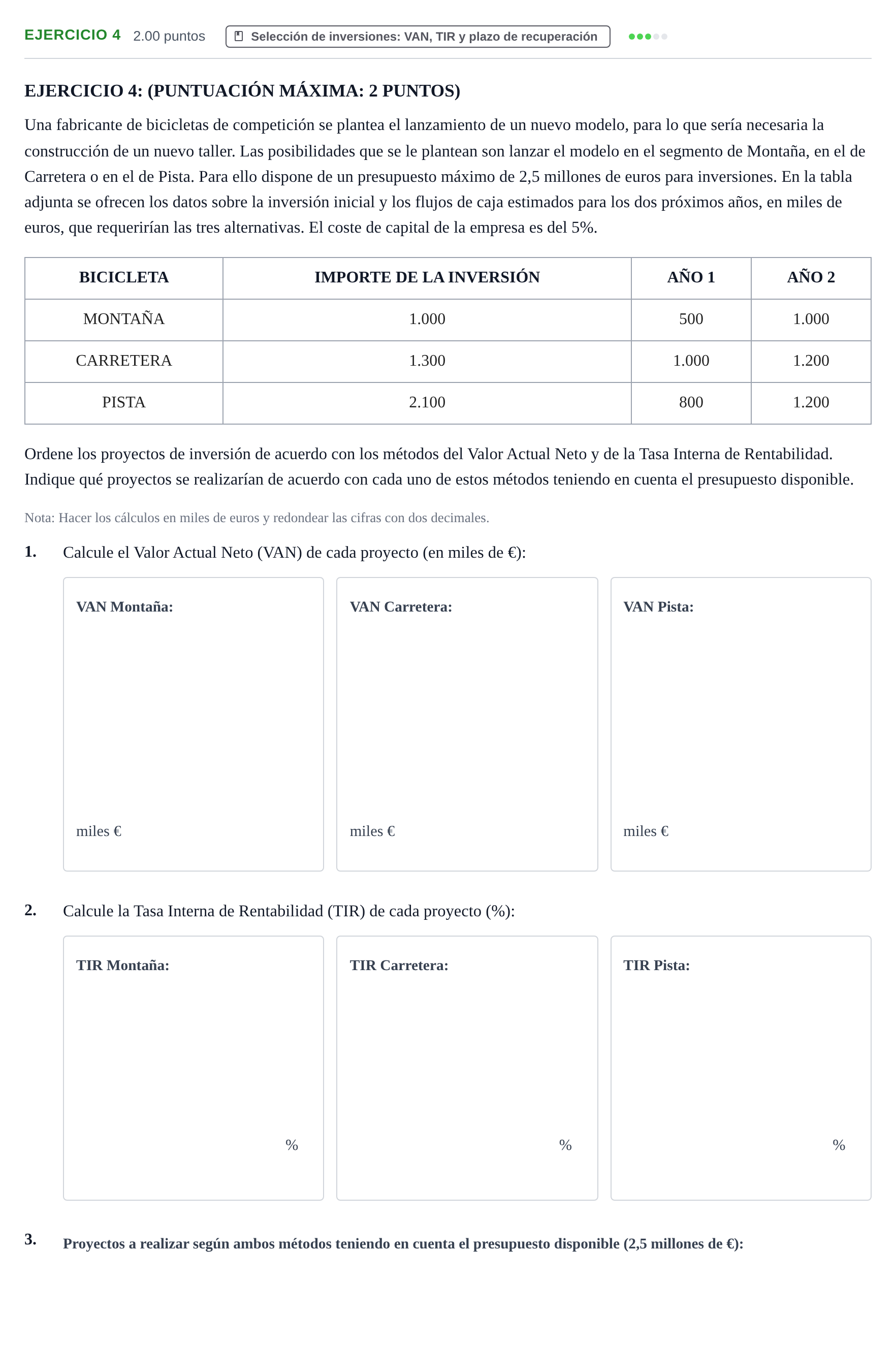 Enunciado: Ejercicio 4 · Empresa y Diseño de Modelos de Negocio PAU Navarra Ordinaria 2022
