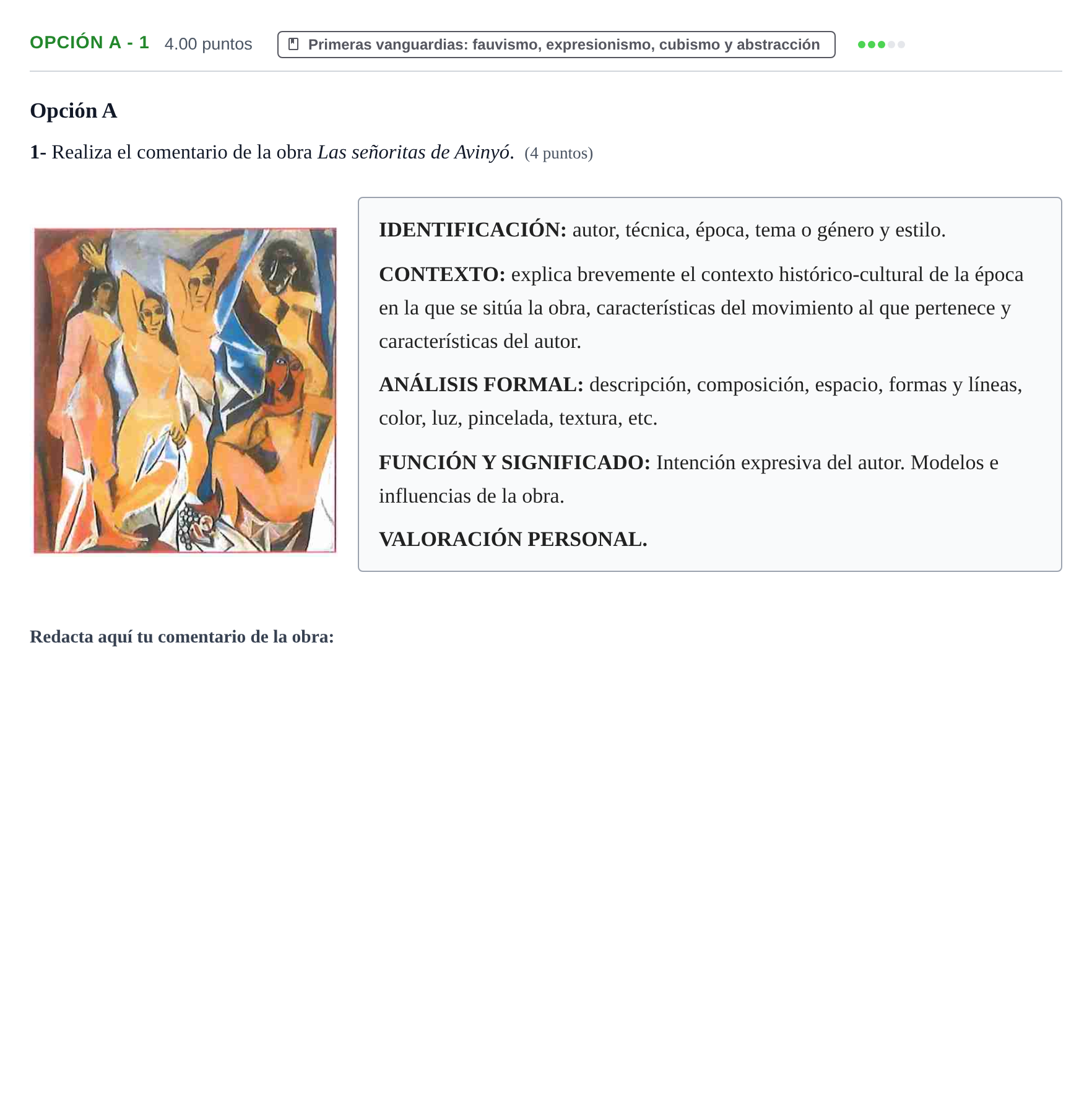 Enunciado: Opción A - 1 · Fundamentos Artísticos PAU Navarra Ordinaria 2022