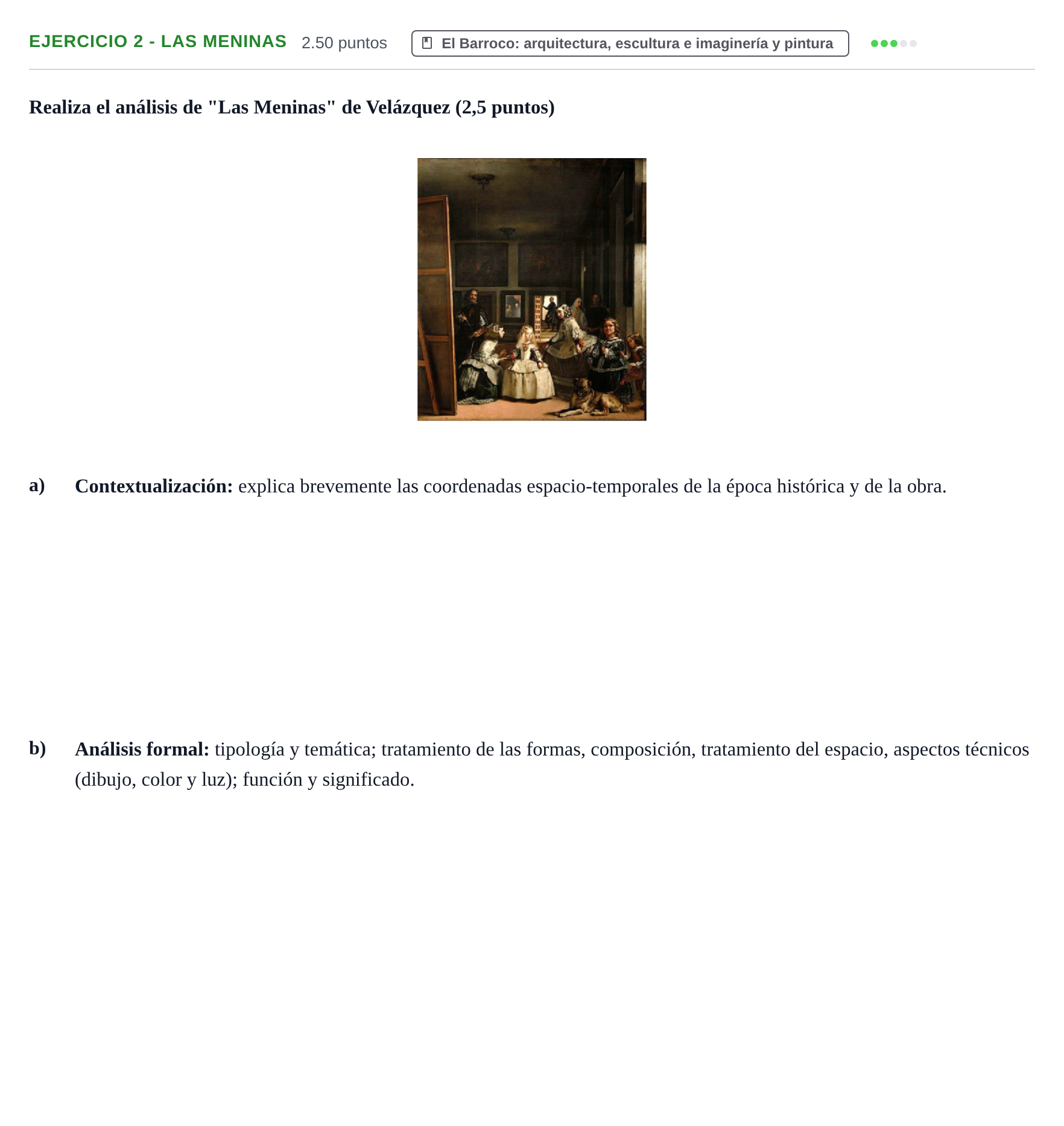 Enunciado: Ejercicio 2 - Las Meninas · Historia del Arte PAU Navarra Ordinaria 2022