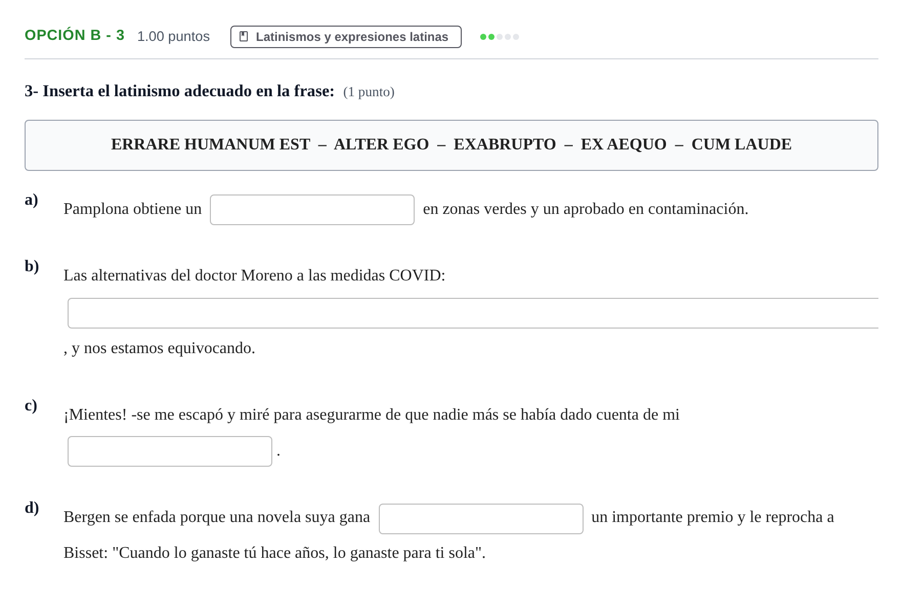 Enunciado: Opción B - 3 · Latín II PAU Navarra Ordinaria 2022