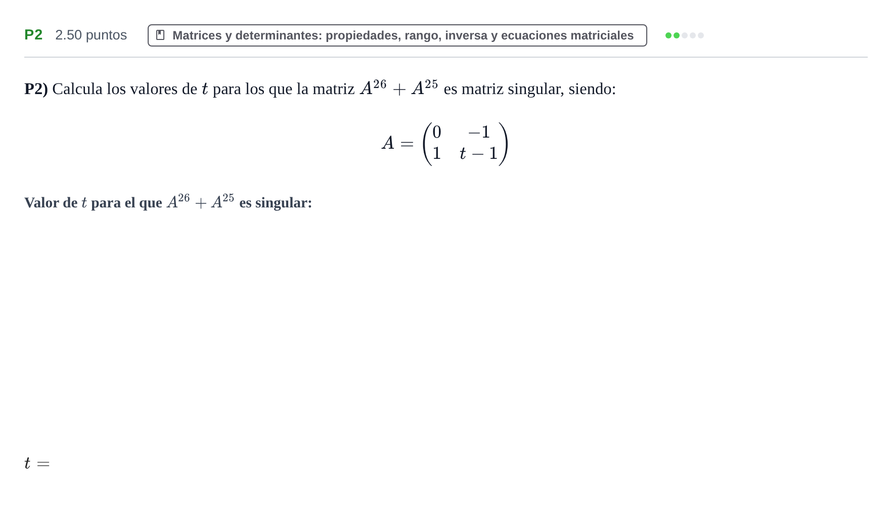 Enunciado: Ejercicio P2 · Matemáticas II PAU Navarra Ordinaria 2022