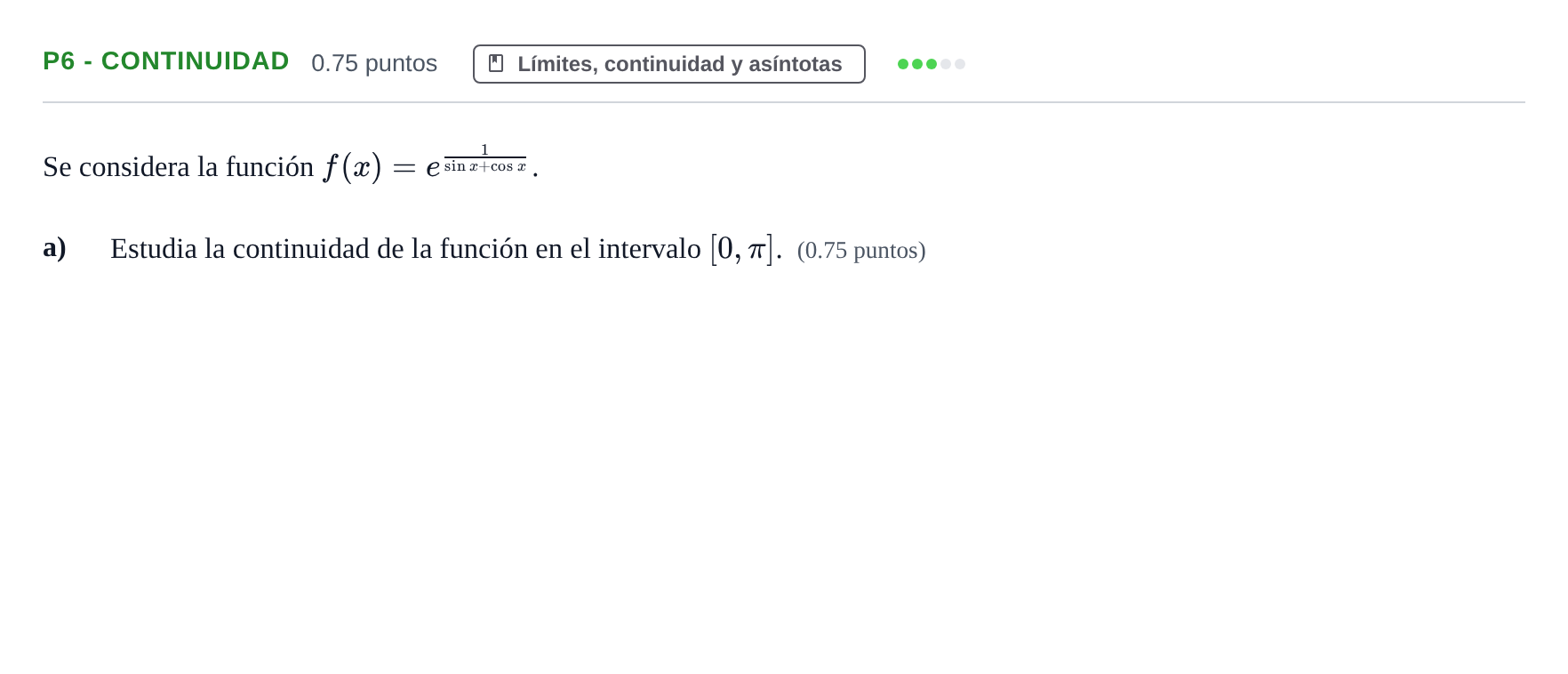 Enunciado: Ejercicio P6 - Continuidad · Matemáticas II PAU Navarra Ordinaria 2022
