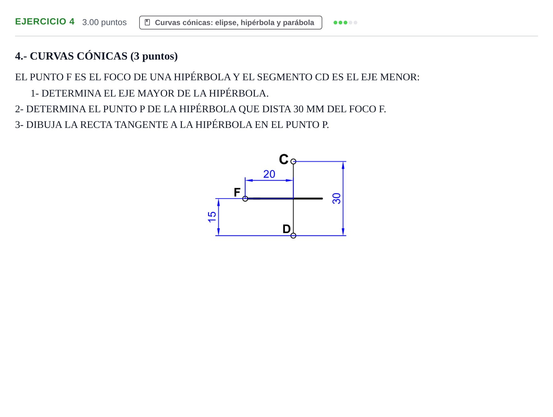 Enunciado: Problema 4 · Dibujo técnico II PAU Navarra Extraordinaria 2022