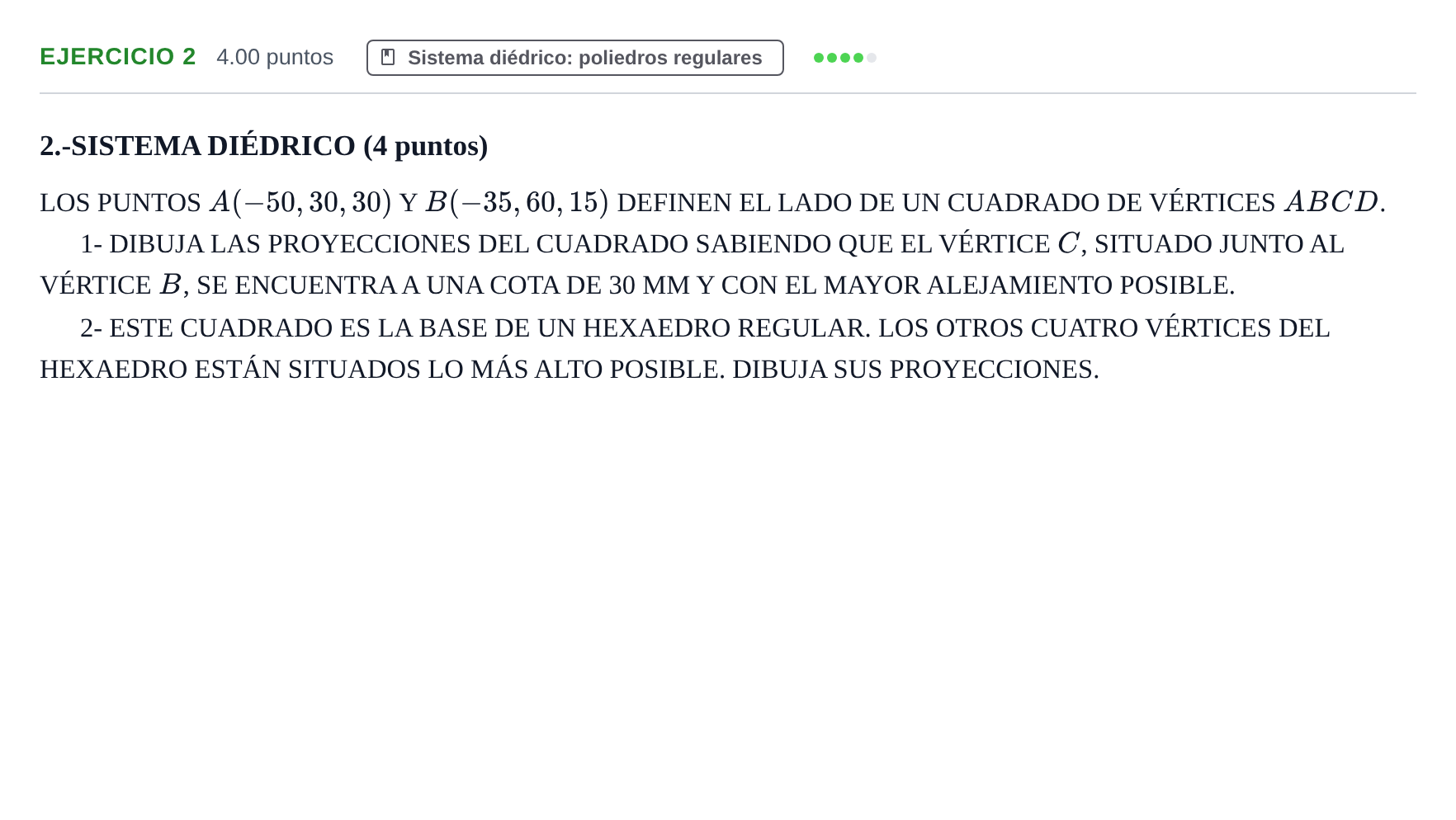 Enunciado: Problema 2 · Dibujo técnico II PAU Navarra Extraordinaria 2022