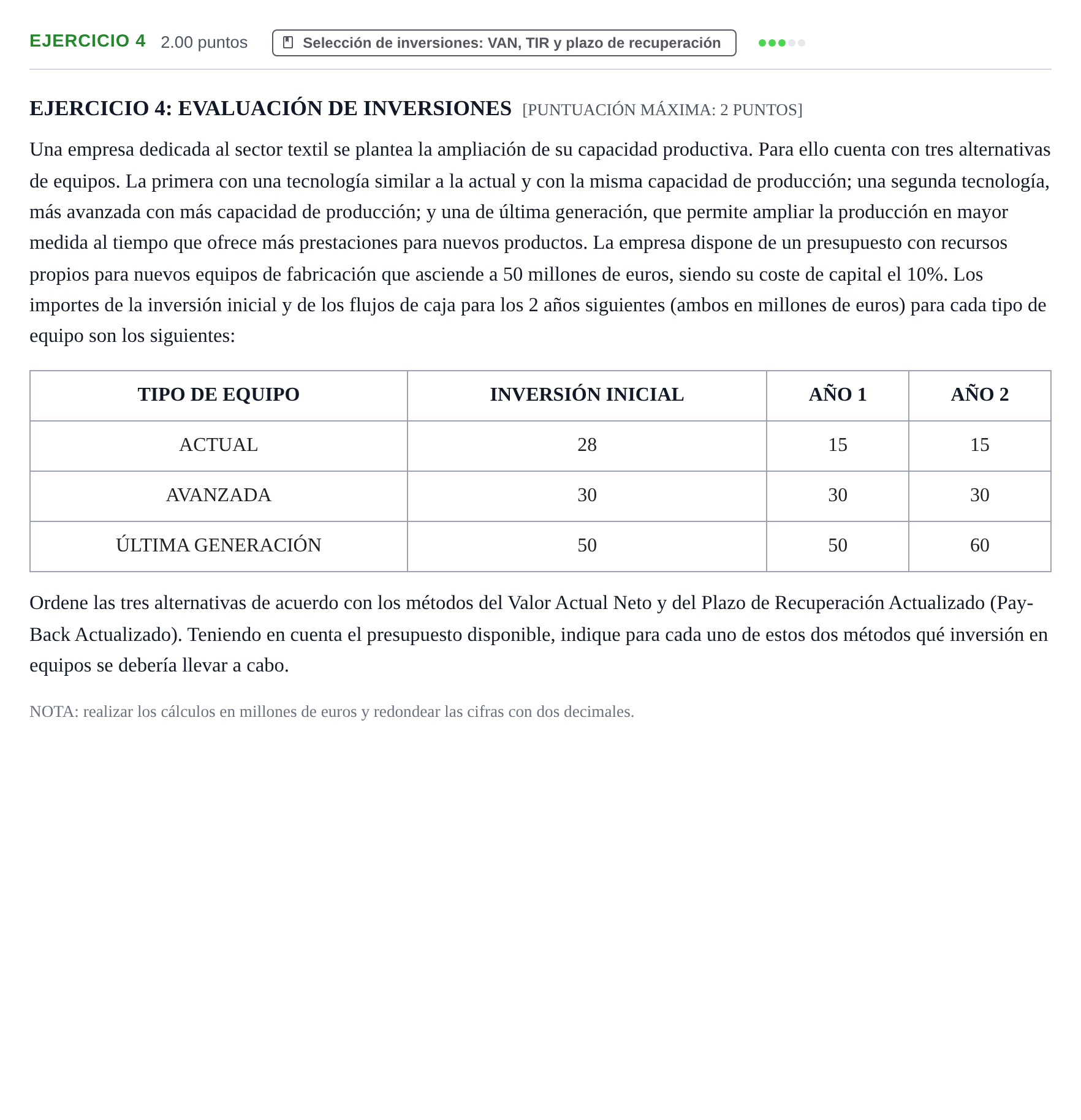 Enunciado: Ejercicio 4 · Empresa y Diseño de Modelos de Negocio PAU Navarra Extraordinaria 2022
