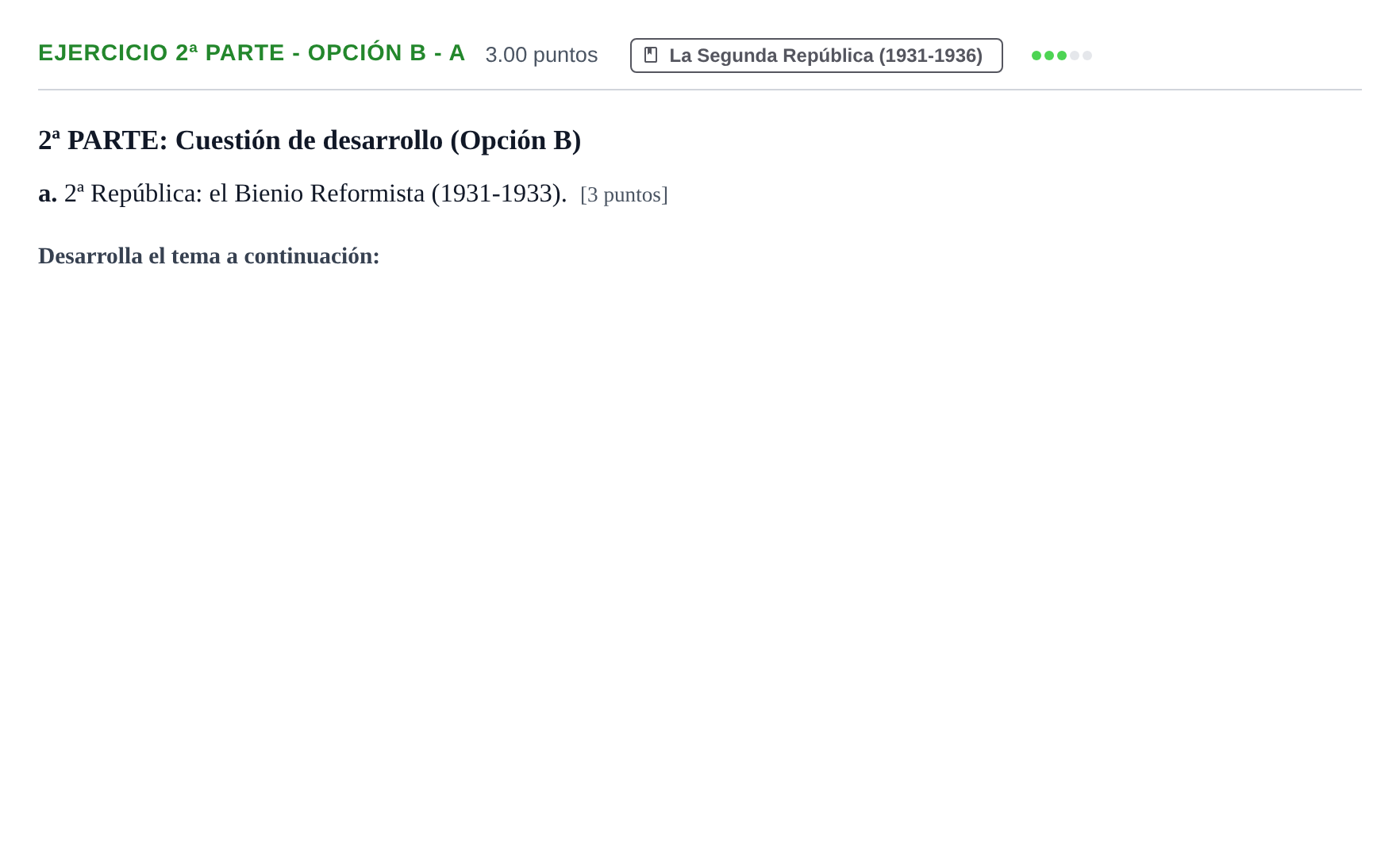 Enunciado: Ejercicio 2ª Parte - Opción B - a · Historia de España PAU Navarra Extraordinaria 2022