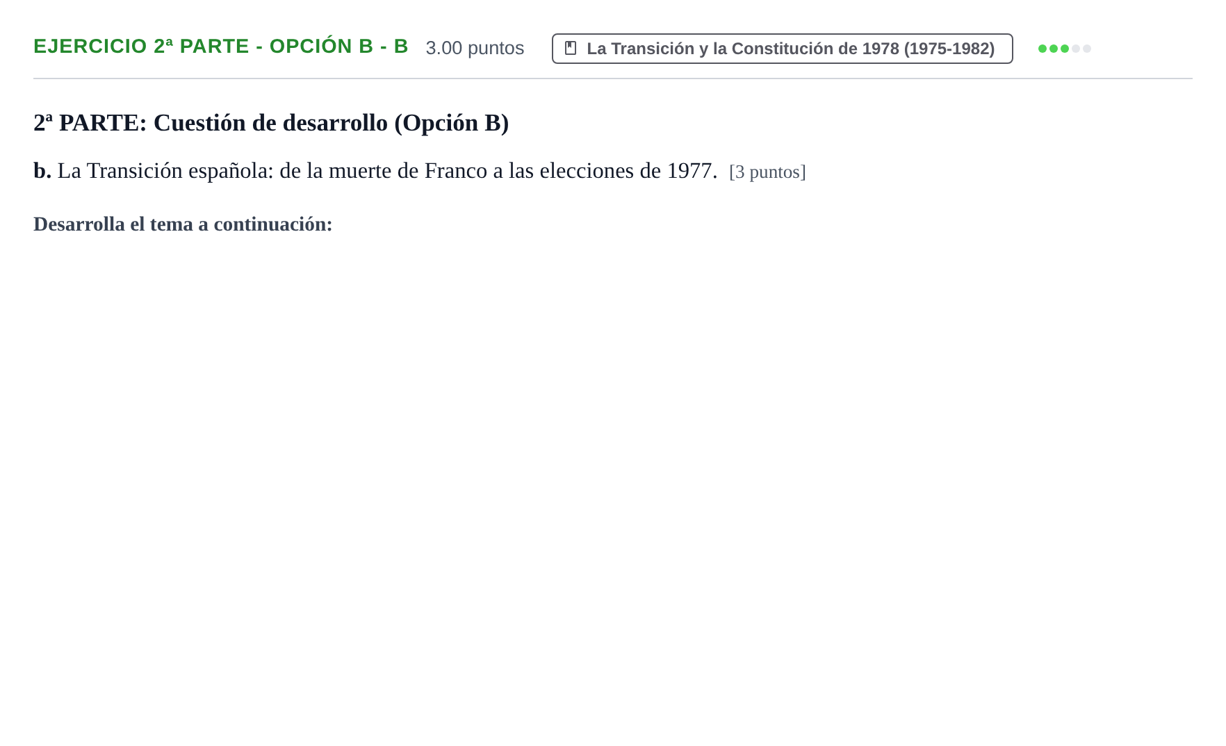 Enunciado: Ejercicio 2ª Parte - Opción B - b · Historia de España PAU Navarra Extraordinaria 2022
