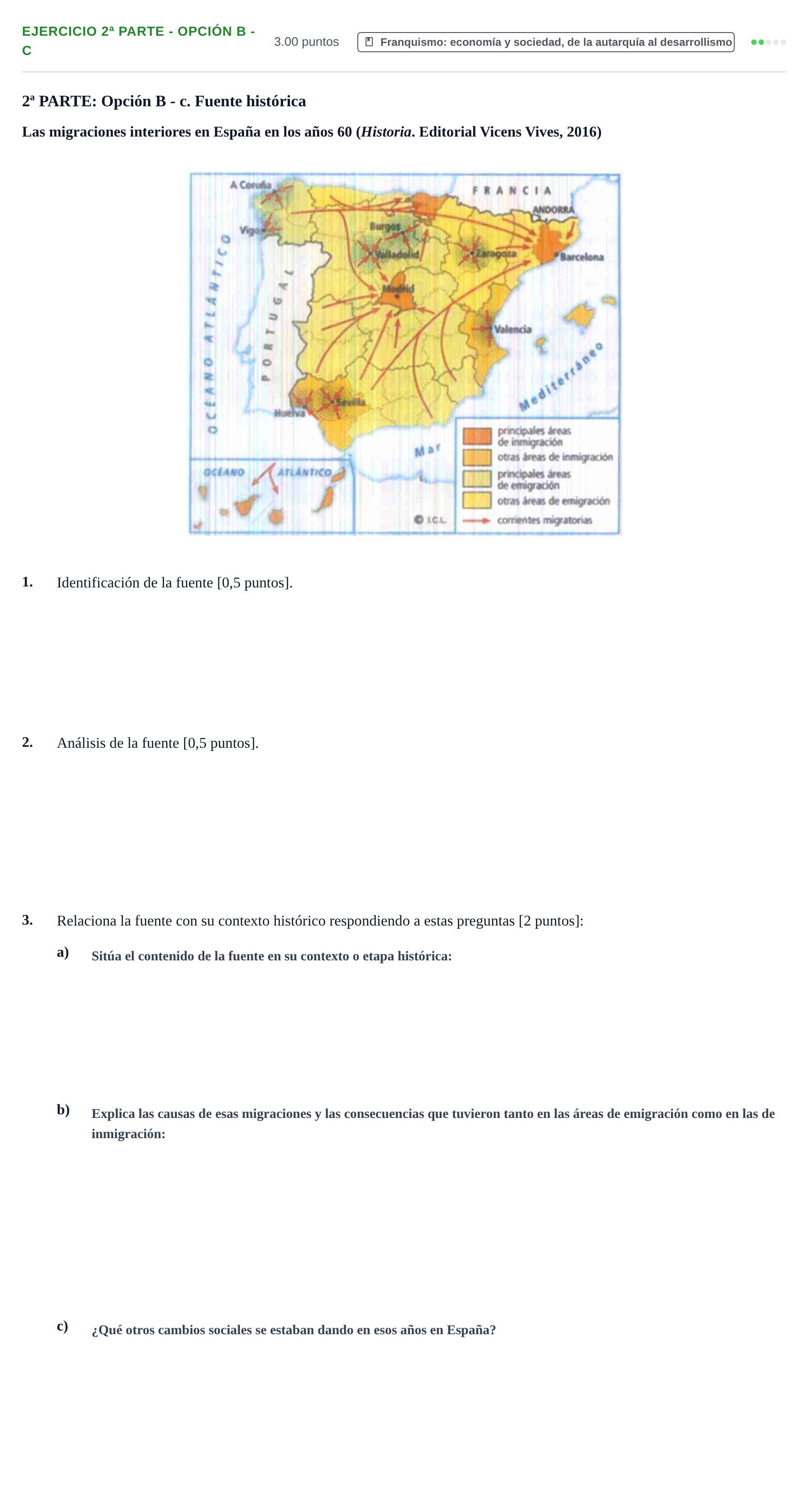 Enunciado: Ejercicio 2ª Parte - Opción B - c · Historia de España PAU Navarra Extraordinaria 2022